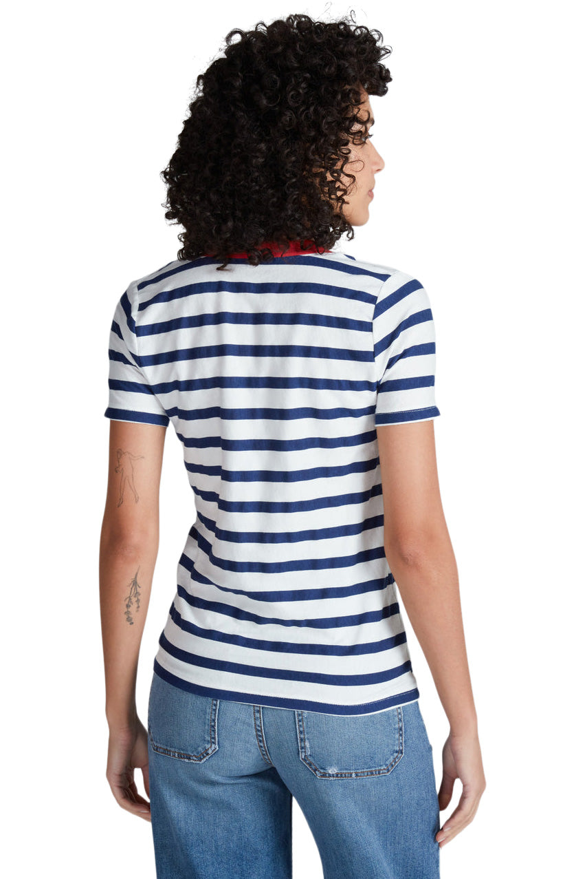ASKK NY Classic Henley in Navy Thin Stripe