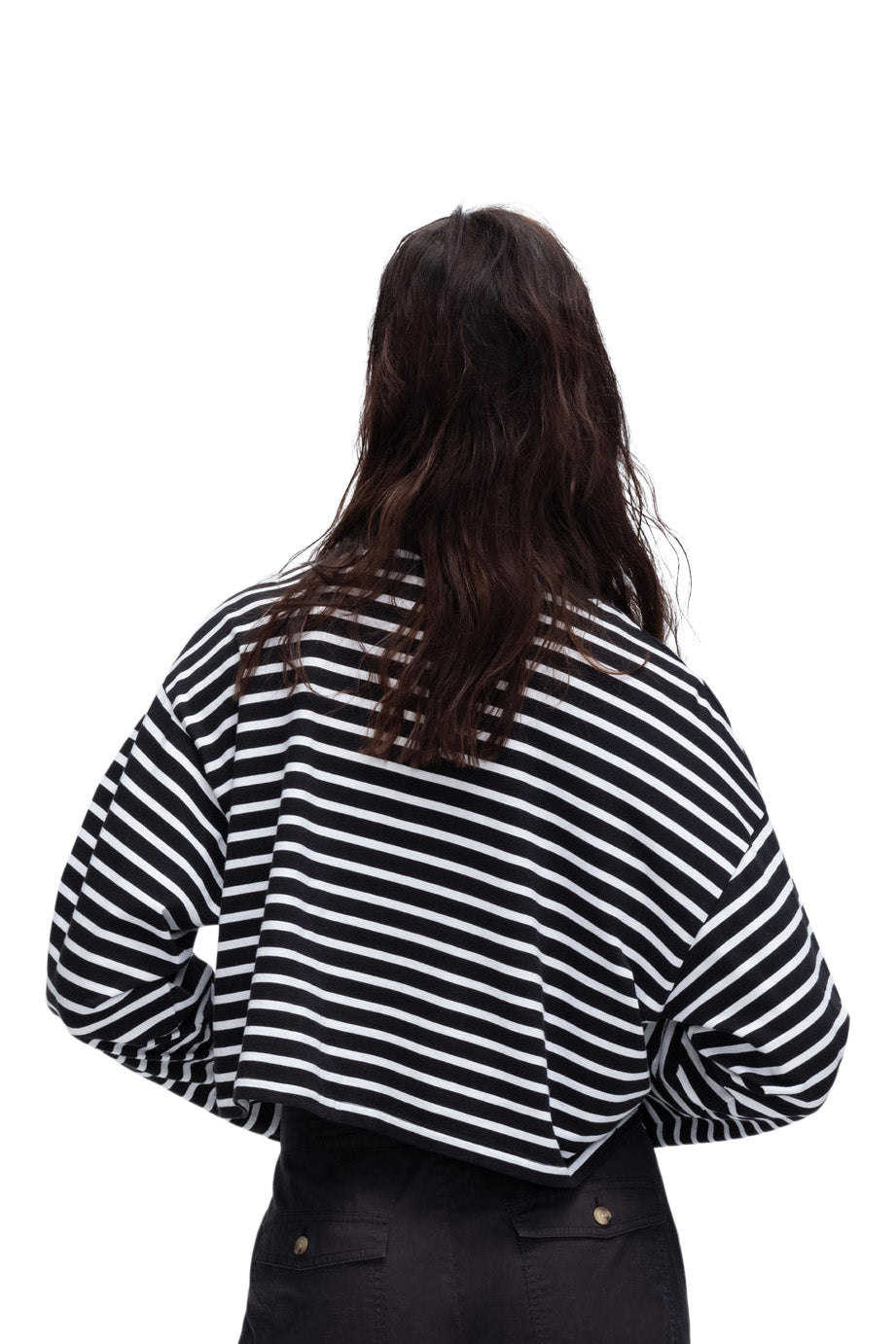 ATM Stripe Classic Jersey Top in Black White