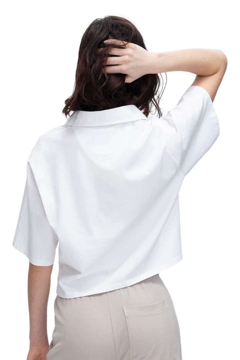 ATM Heavyweight Jersey Mixed Media Short Sleeve Polo in White
