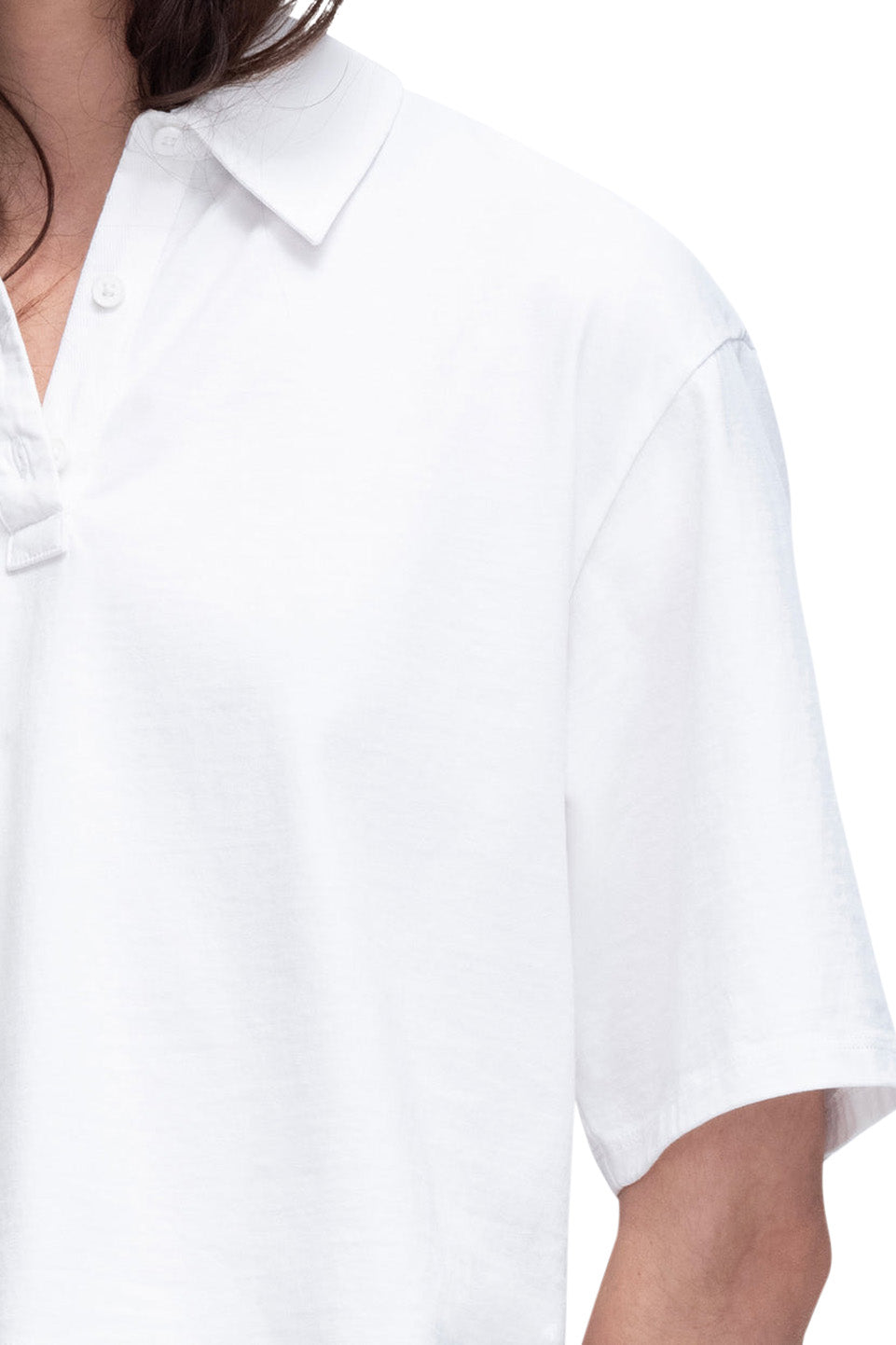 ATM Heavyweight Jersey Mixed Media Short Sleeve Polo in White