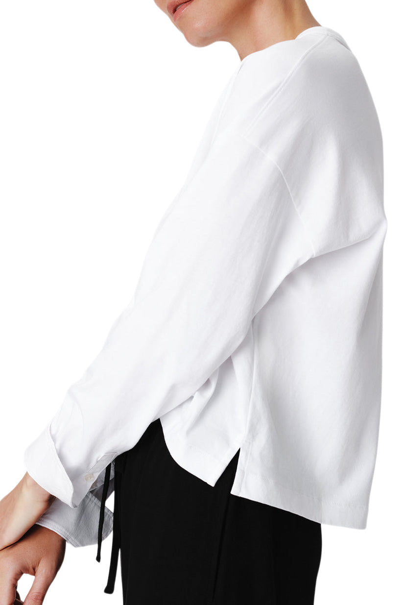 ATM Heavyweight Jersey Mixed Media Top in White