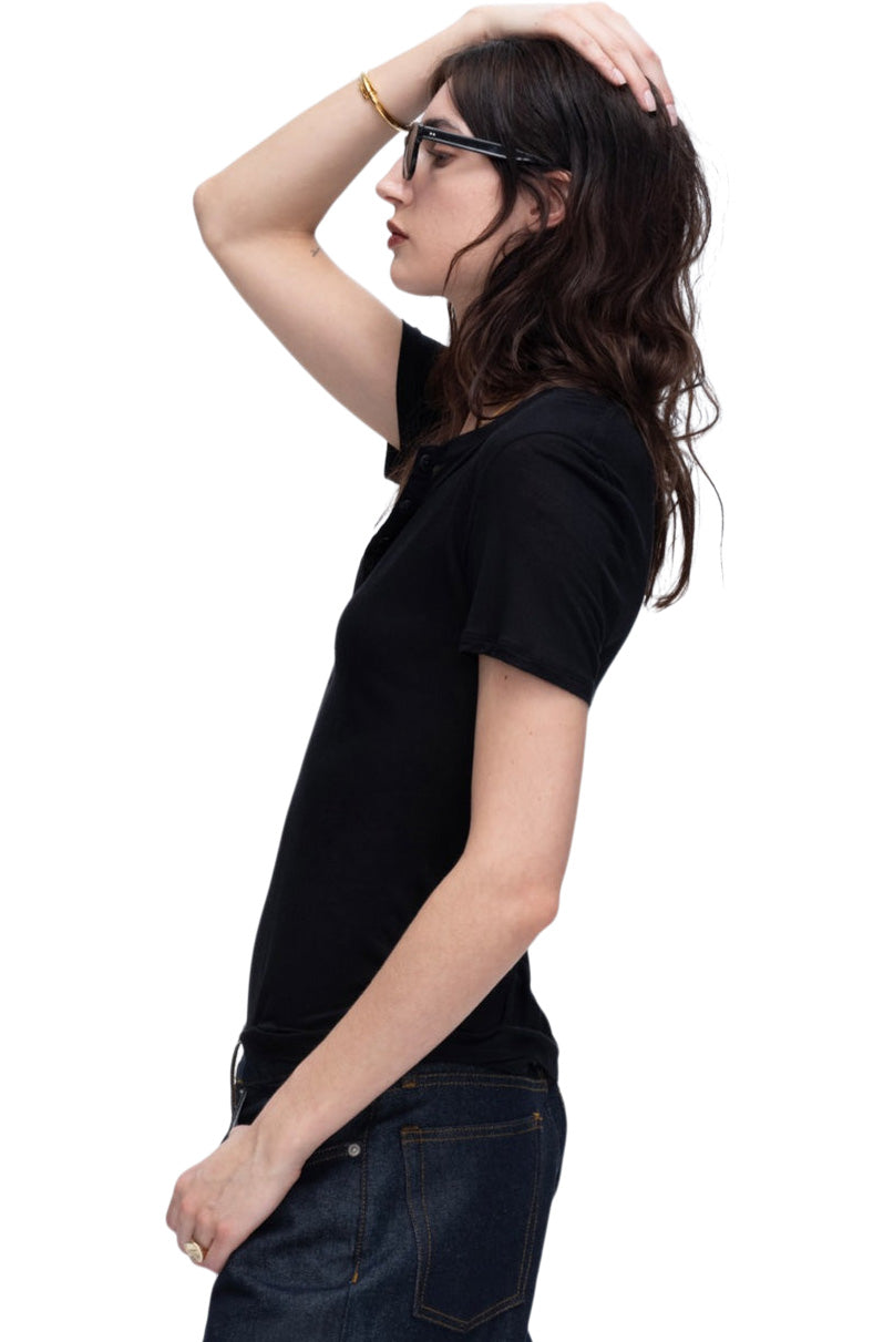ATM Modal Jersey Short Sleeve Henley
in Black