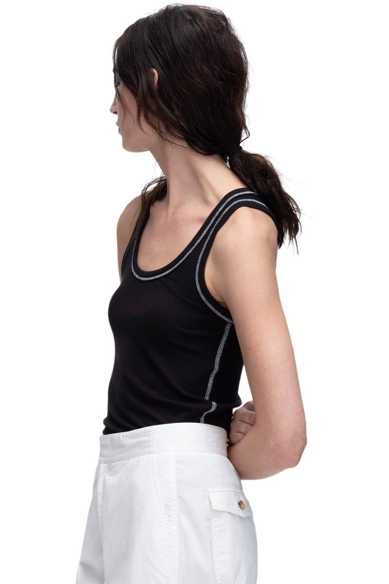 ATM Modal Rib Boy Tank in Black