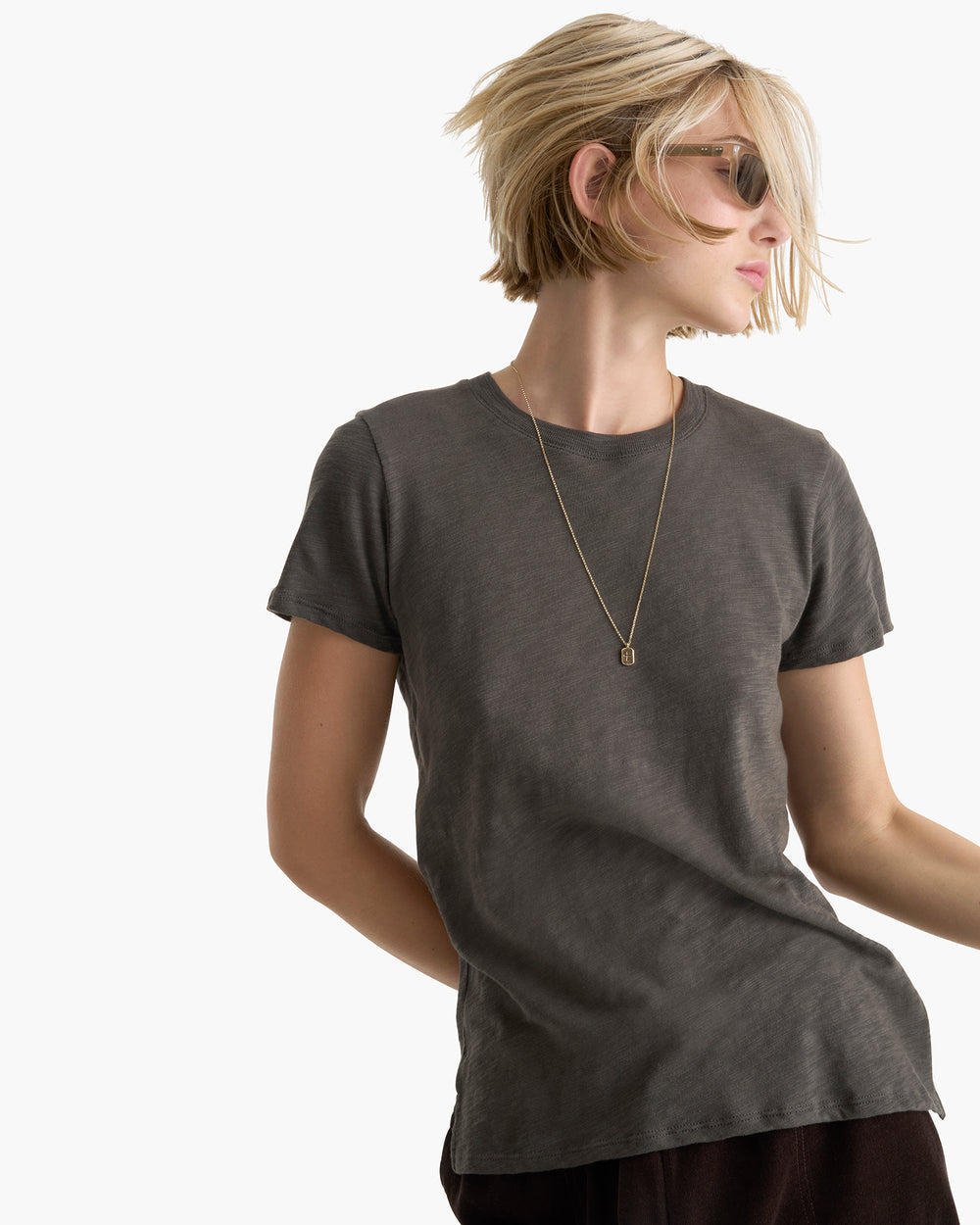 ATM Slub Jersey Crewneck Tee in Coal