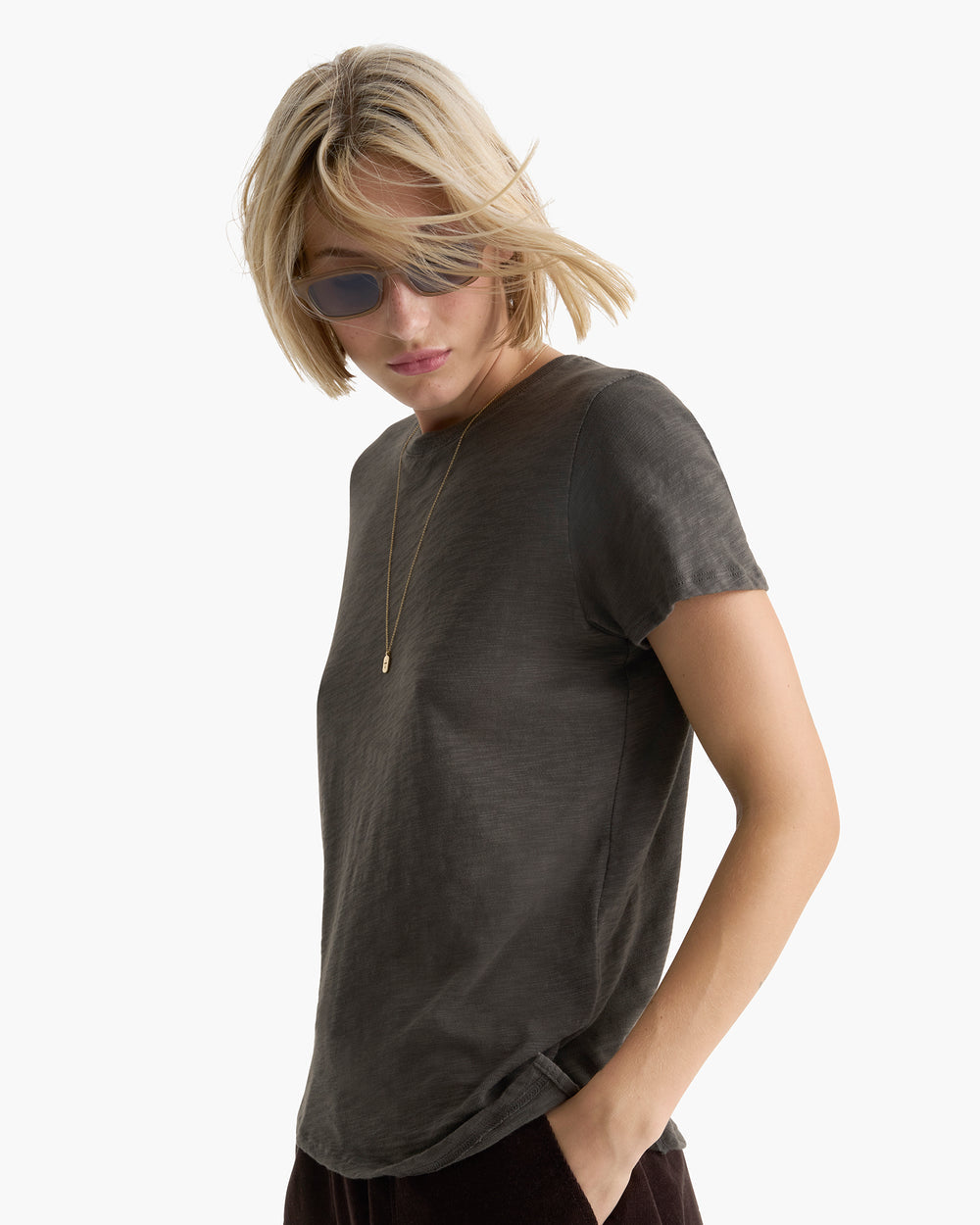 ATM Slub Jersey Crewneck Tee in Coal