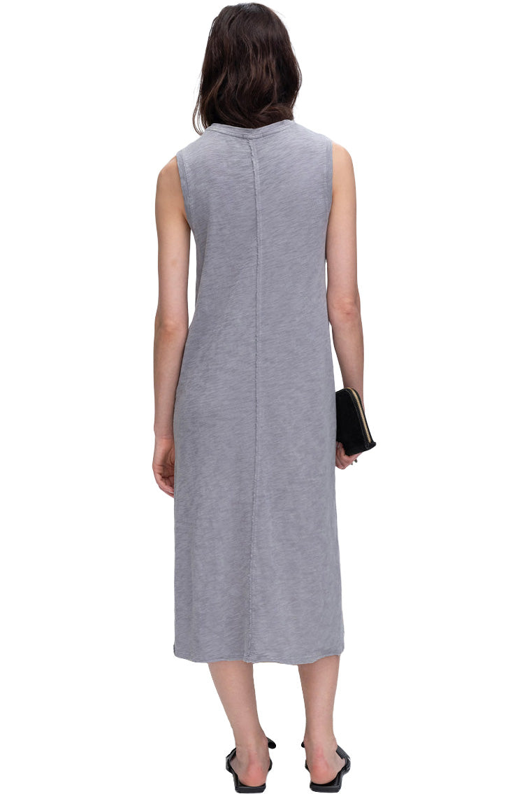 ATM Slub Jersey Chroma Wash Sleeveless Midi Dress in Shark