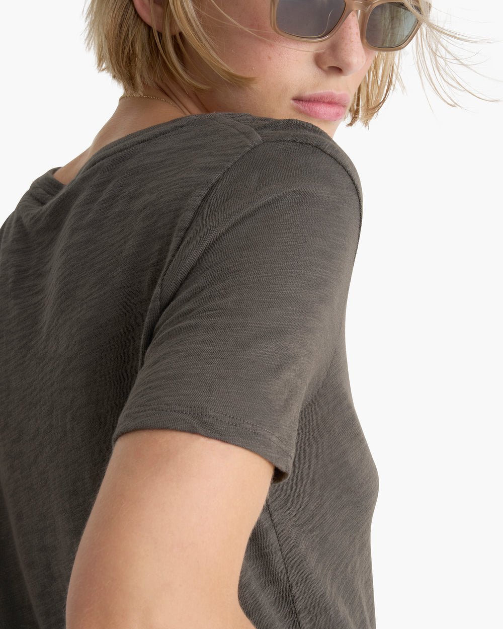 ATM Slub Jersey V-neck Tee in Coal