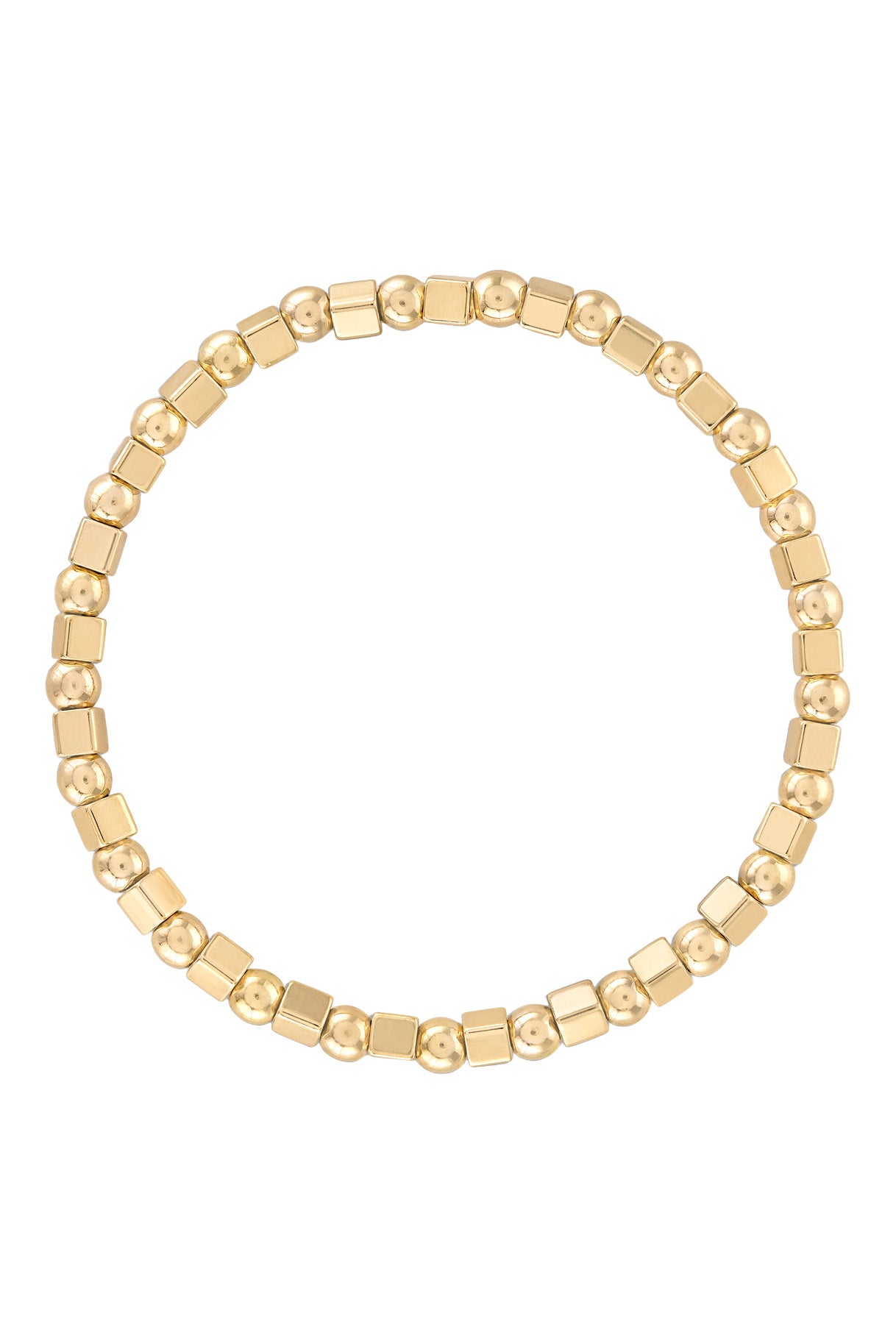 Alexa Leigh Alternating Square and Round Beaded Bracelet in Yellow Gold