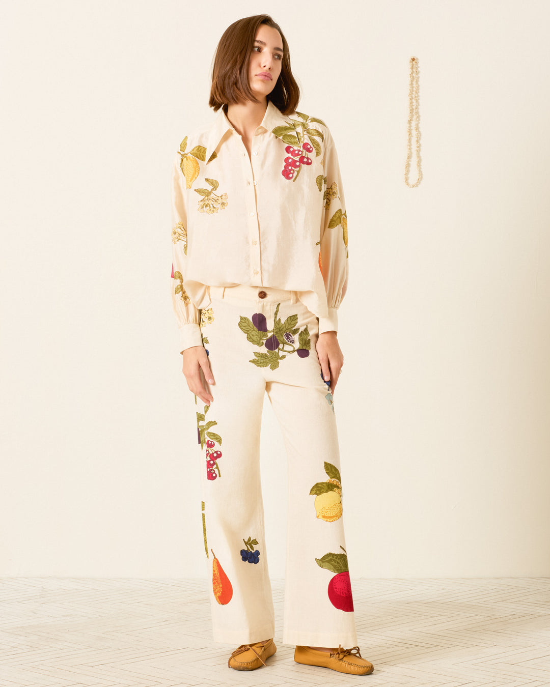 Alix Of Bohemia Emery Four Fruit Silk Shirt in Off White