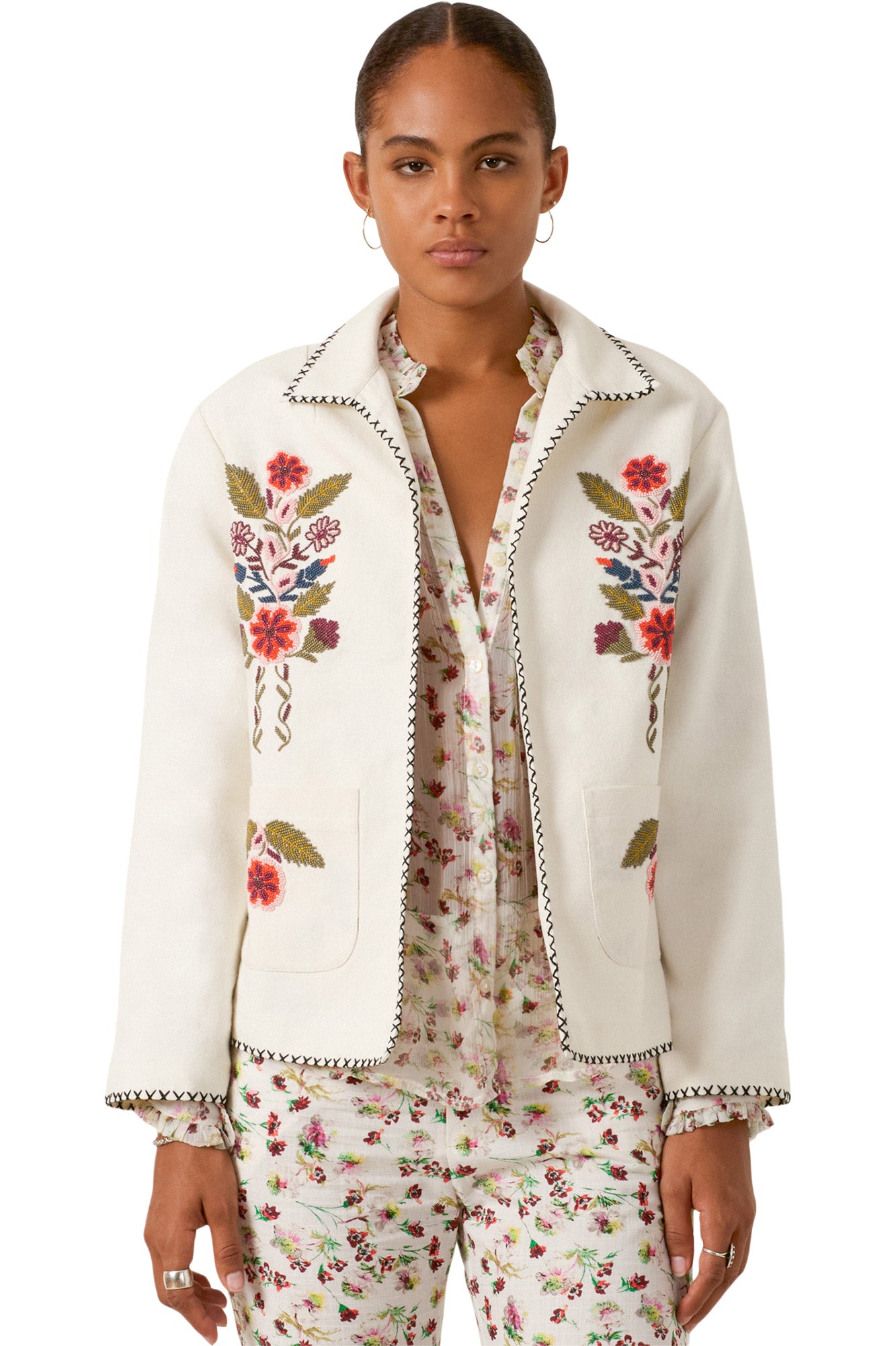 Alix Of Bohemia Francis Heirloom Flora Jacket in Off-White