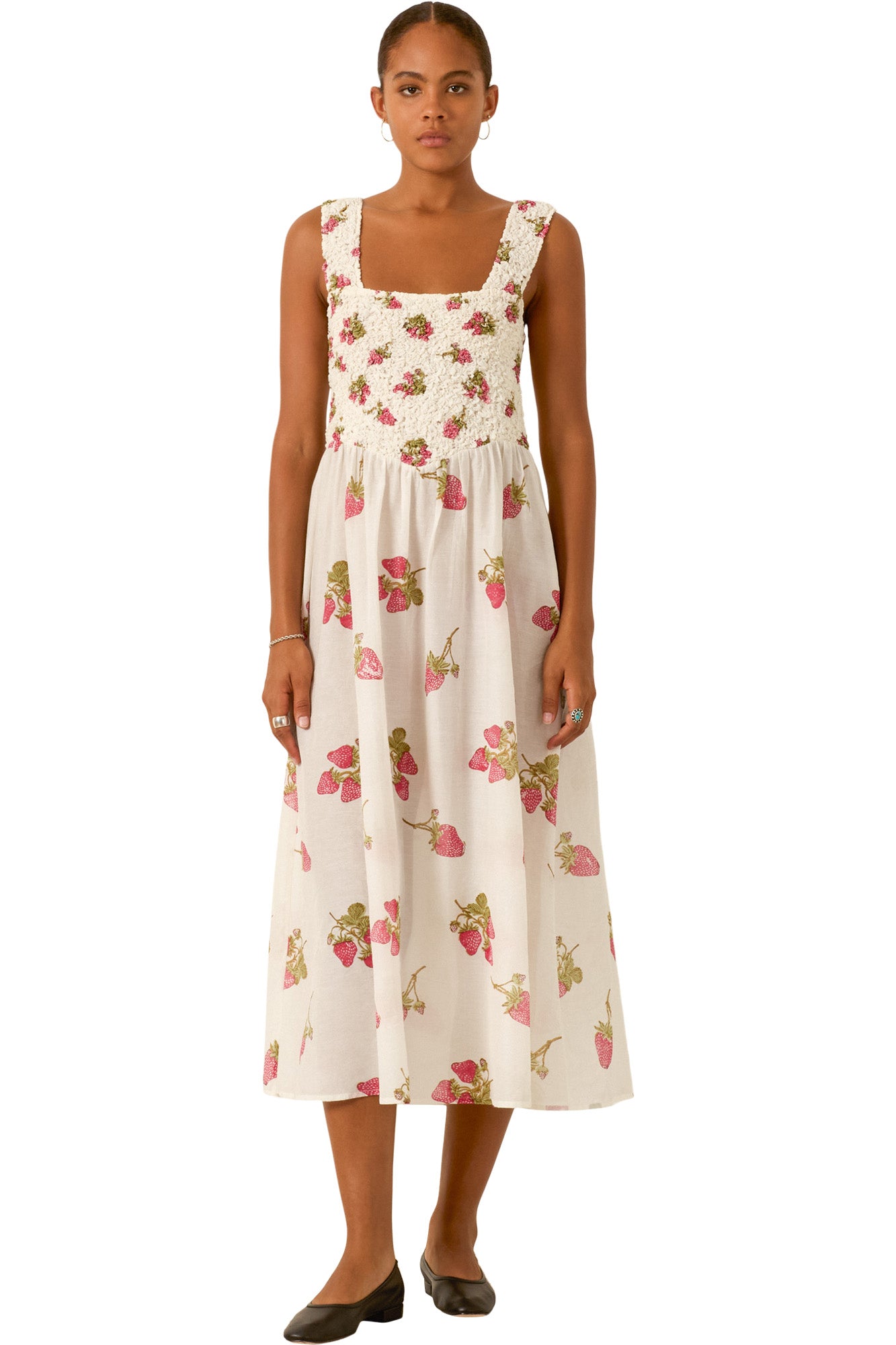 Alix Of Bohemia Kay Strawberry Dot Dress in Off White