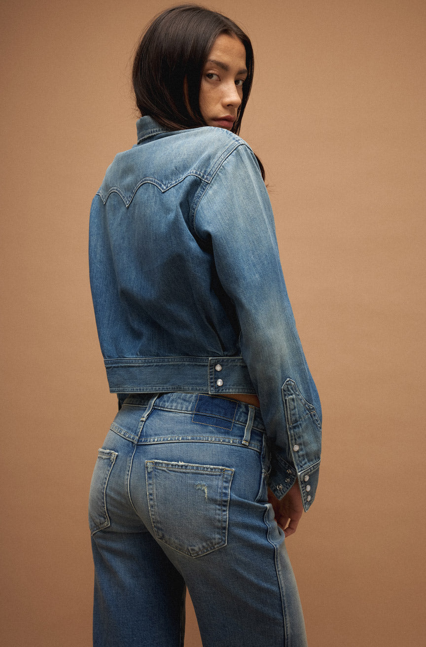 AMO Denim Marjorie Wide Leg Denim in Dropout