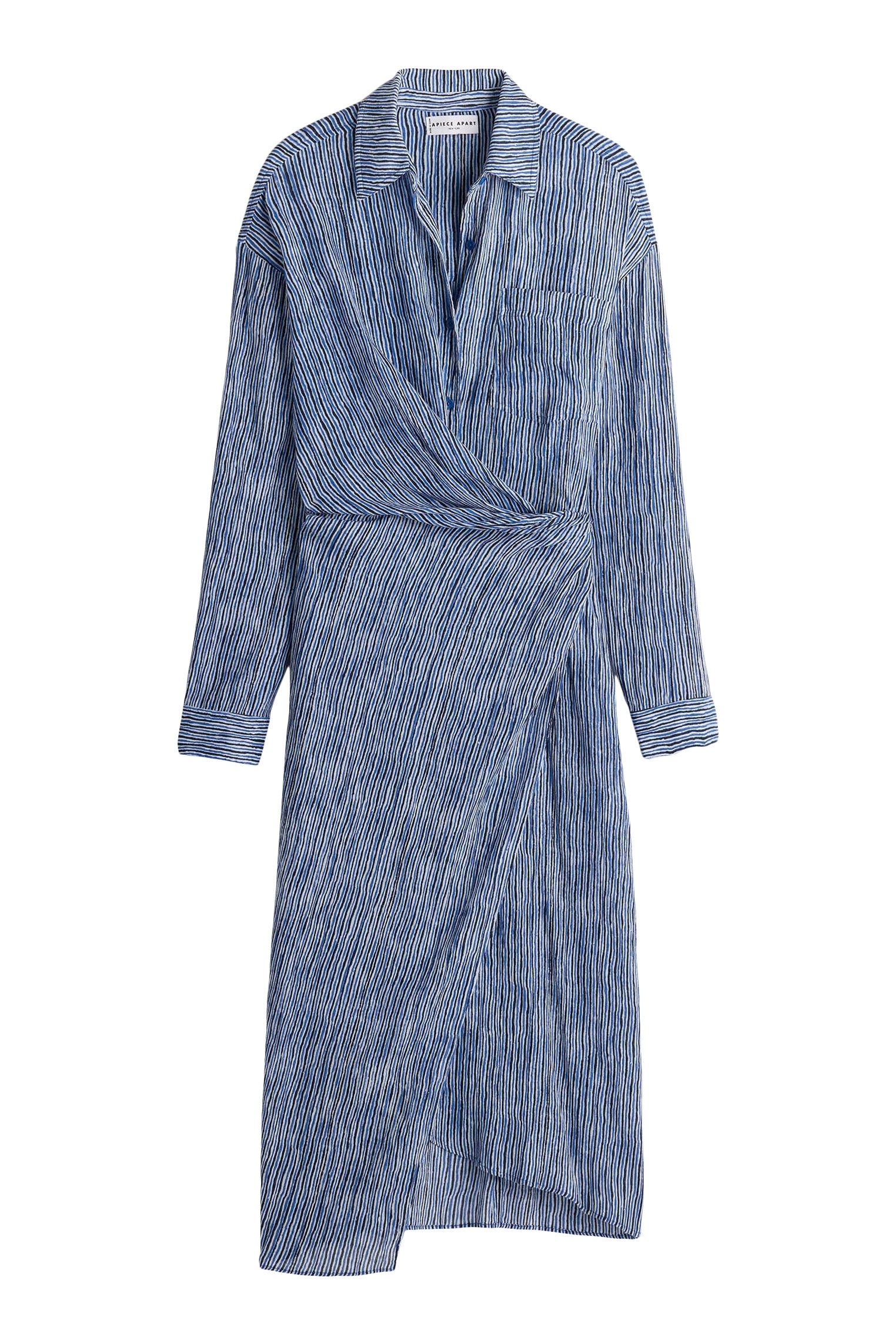 Apiece Apart Alexia Wrap Dress in
Painted Marseille Stripe