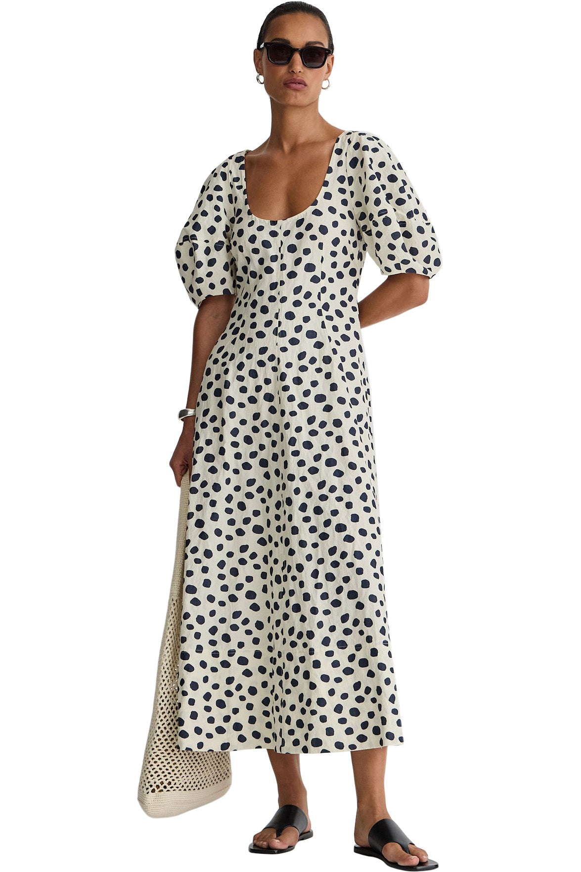 Apiece Apart Anni Scoop Neck Maxi Dress in Yayoi Black & White