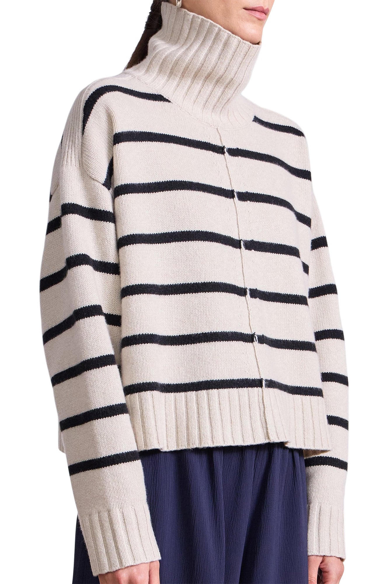 Apiece Apart Ari Cropped Turtle in Cream & Black Stripe