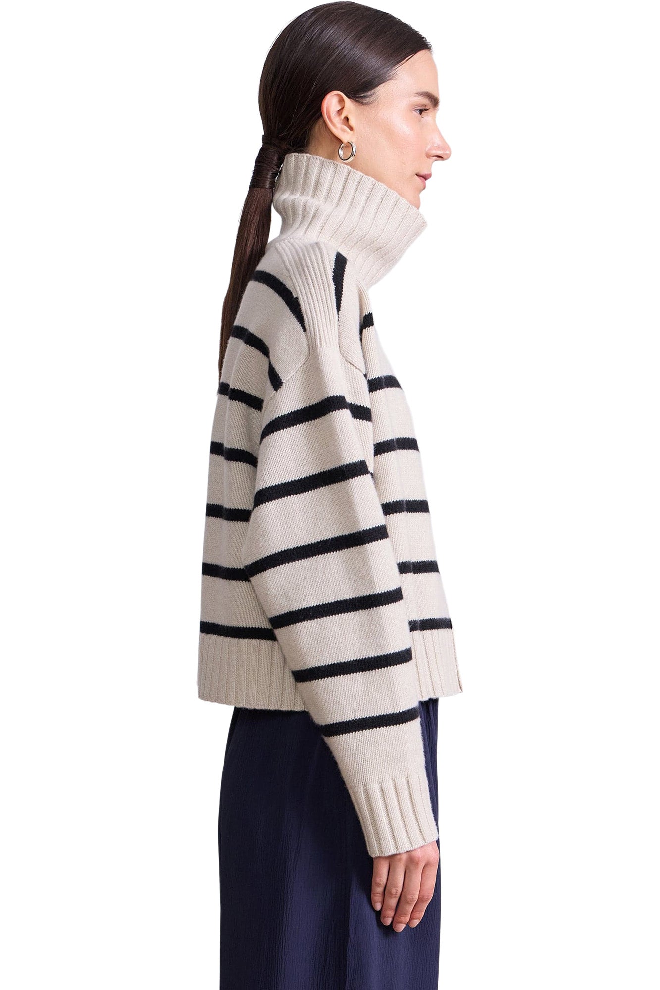 Apiece Apart Ari Cropped Turtle in Cream & Black Stripe