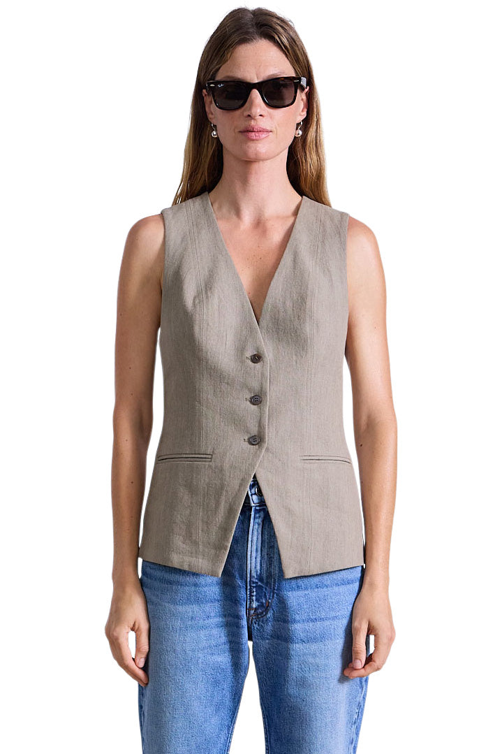 Apiece Apart Helena V-neck Vest in Moss