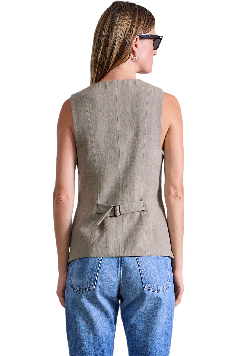 Apiece Apart Helena V-neck Vest in Moss