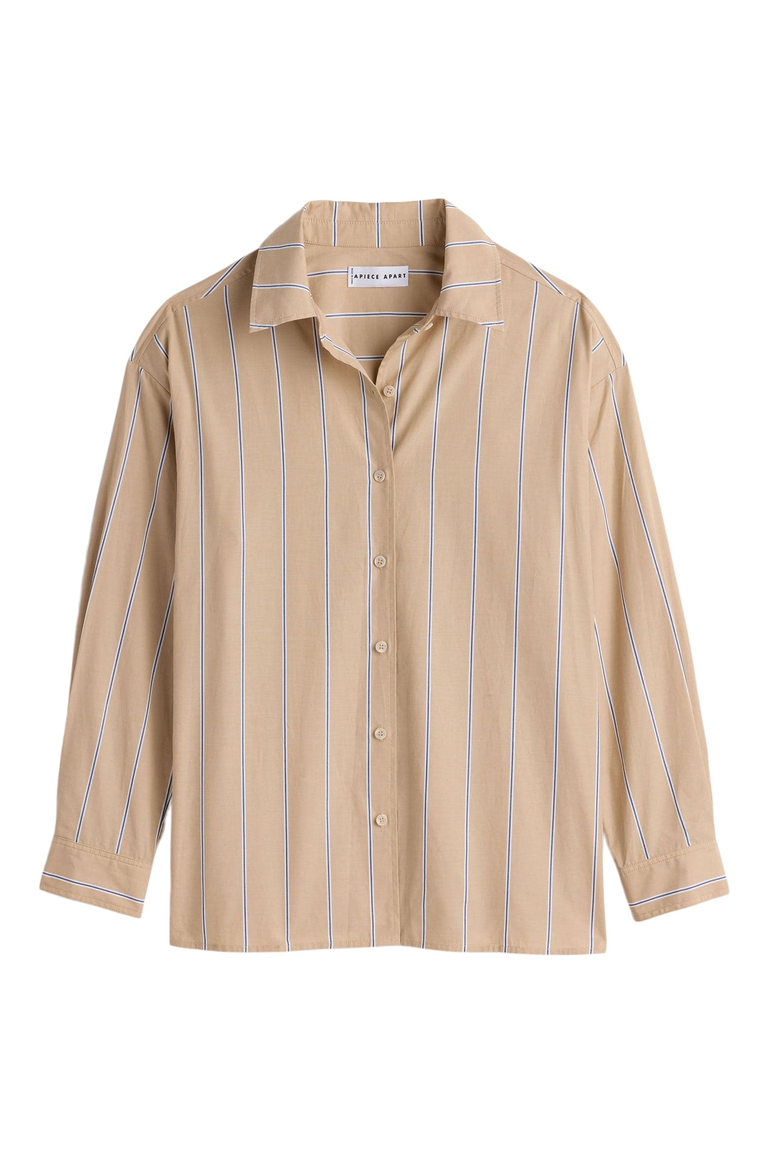 Apiece Apart Isolde Button Down in Sand & Blue Stripes