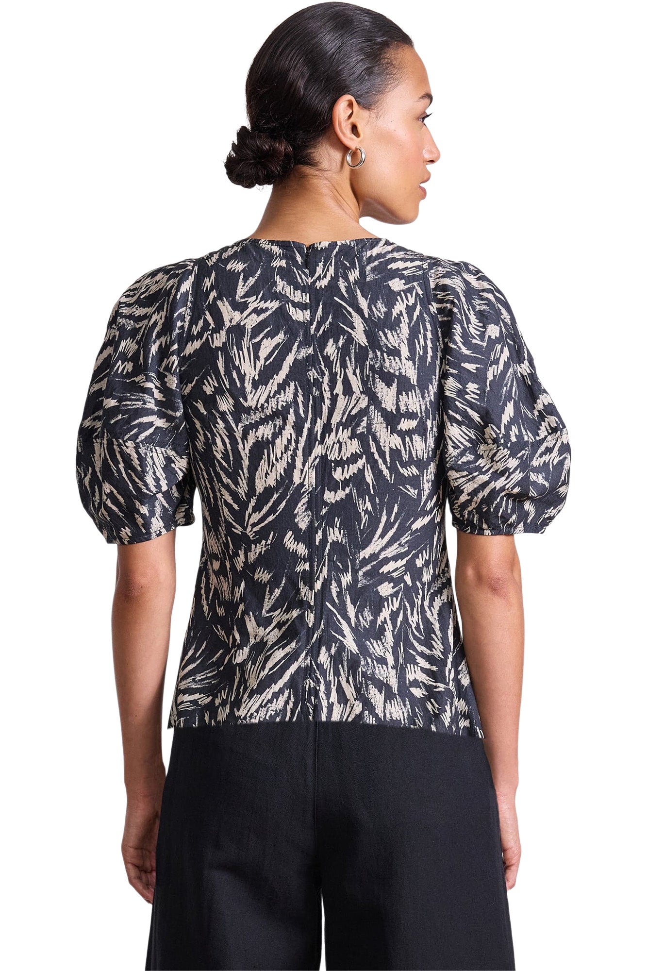 Apiece Apart Lino Top in Abstract Animal Midnight