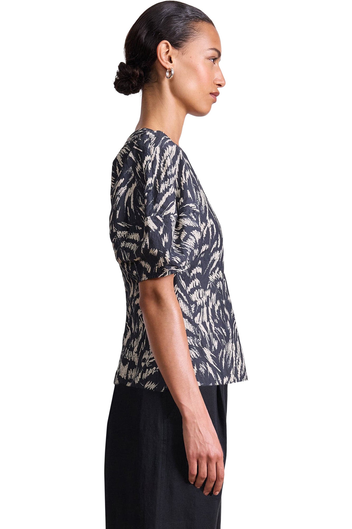 Apiece Apart Lino Top in Abstract Animal Midnight