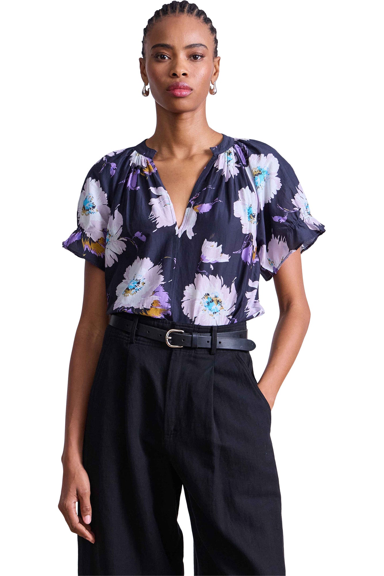 Apiece Apart Lo Capo Top in Senna Floral Navy