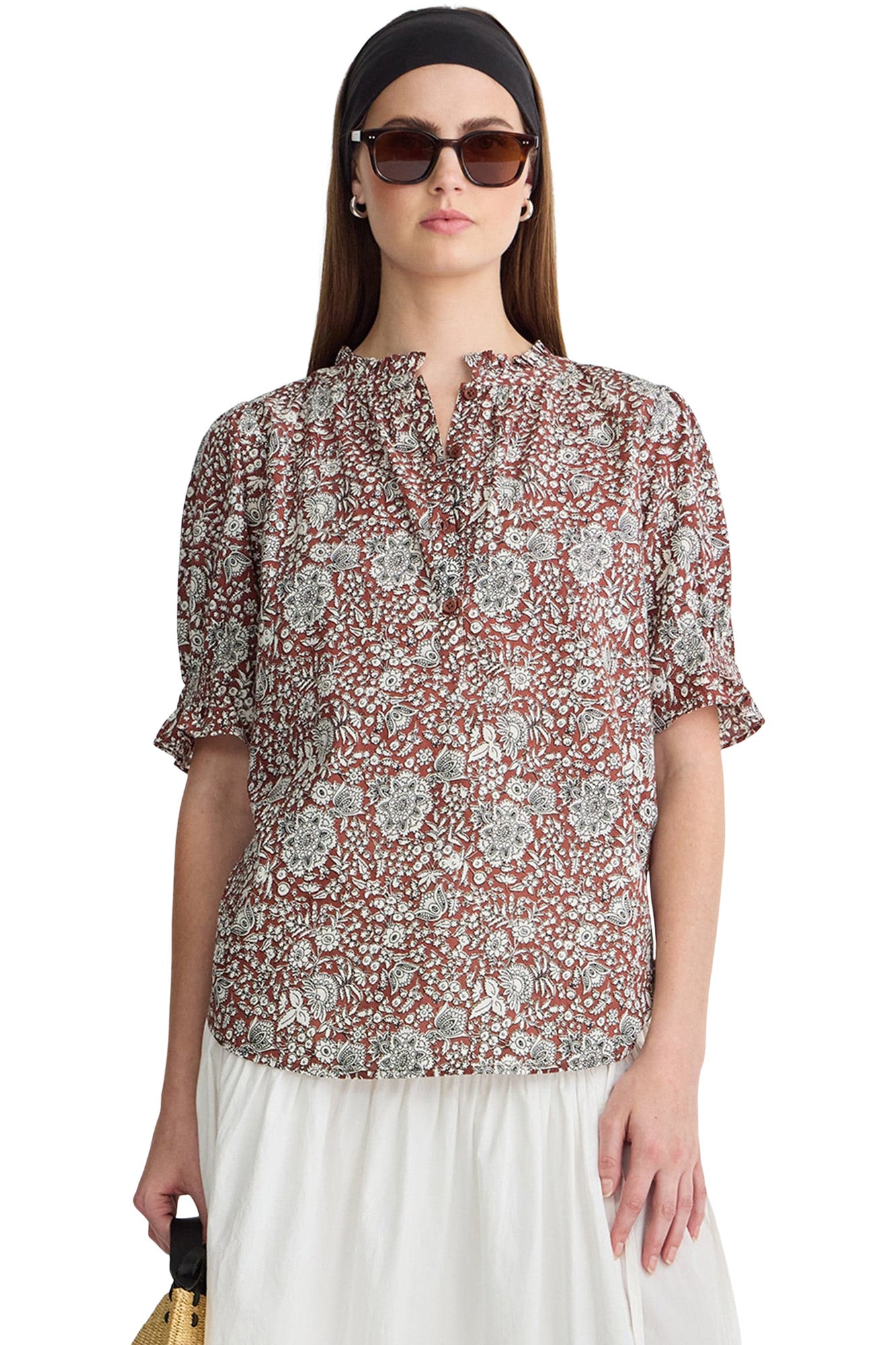 Apiece Apart Los Altos Top in Clay Floral