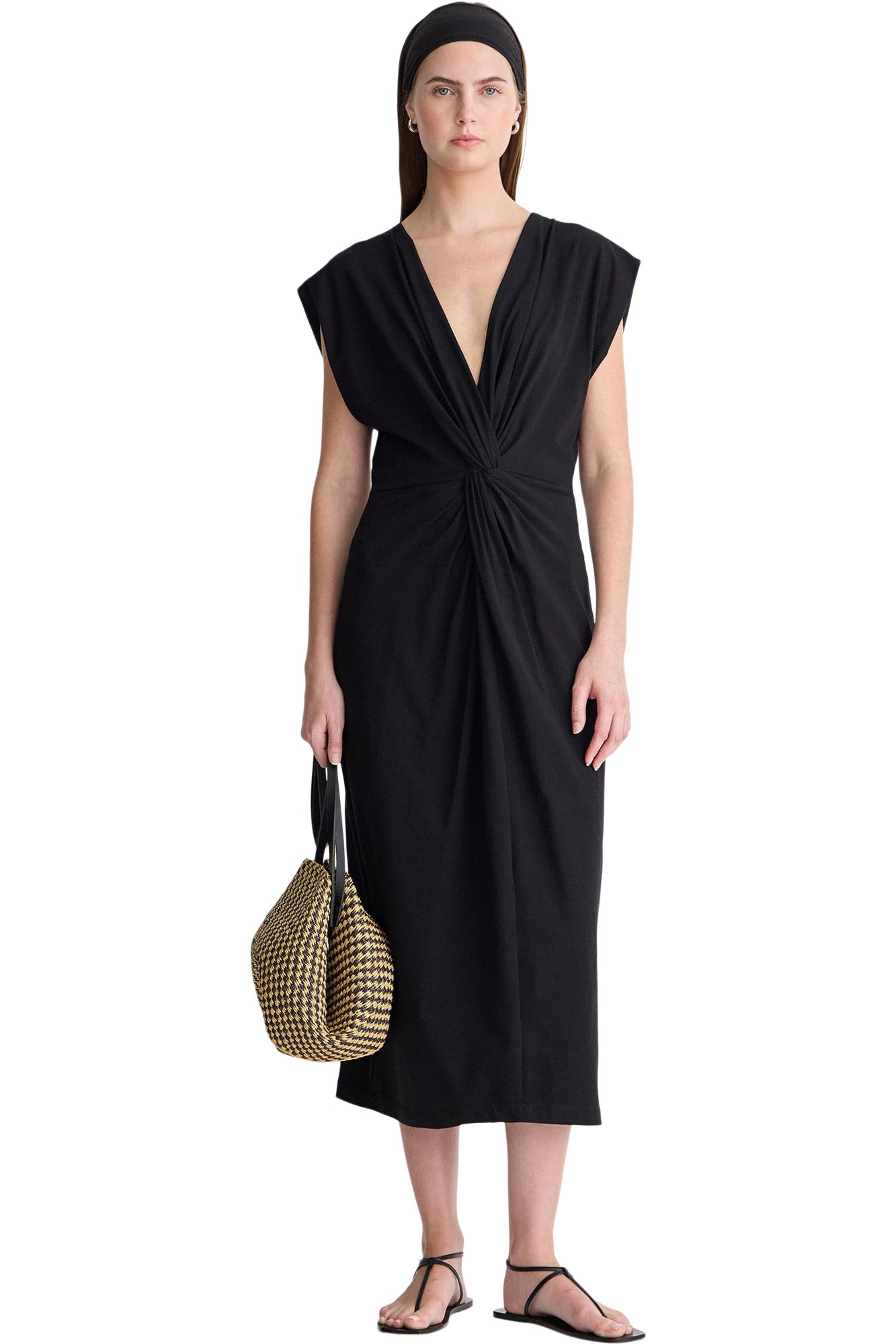 Apiece Apart Margit Twist Front Column Dress
in Black