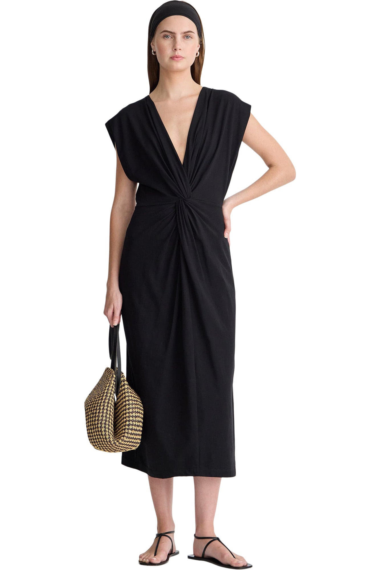 Apiece Apart Margit Twist Front Column Dress
in Black