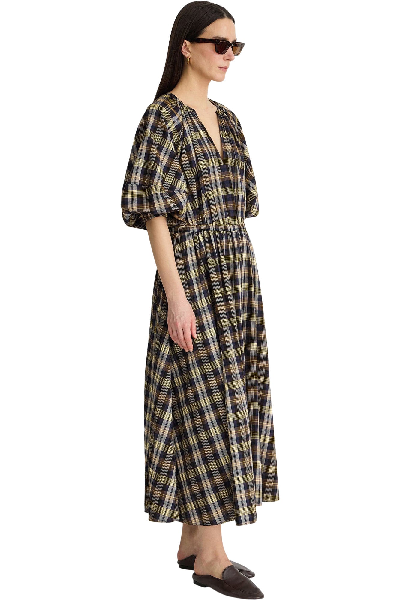 Apiece Apart Nele-Priska Dress in Basket Weave Plaid