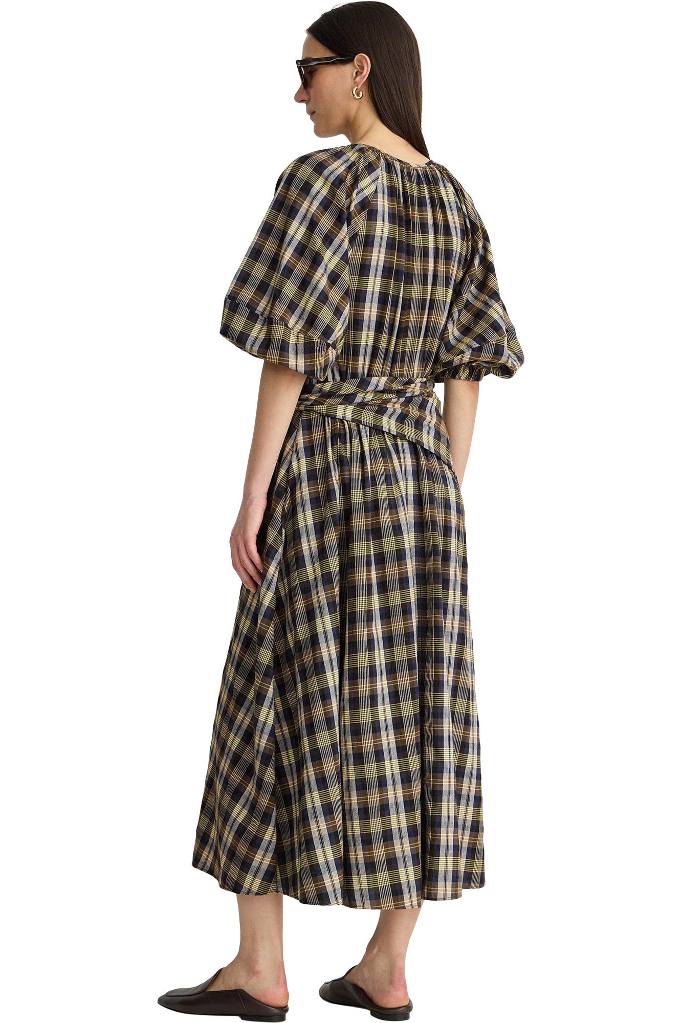 Apiece Apart Nele-Priska Dress in Basket Weave Plaid