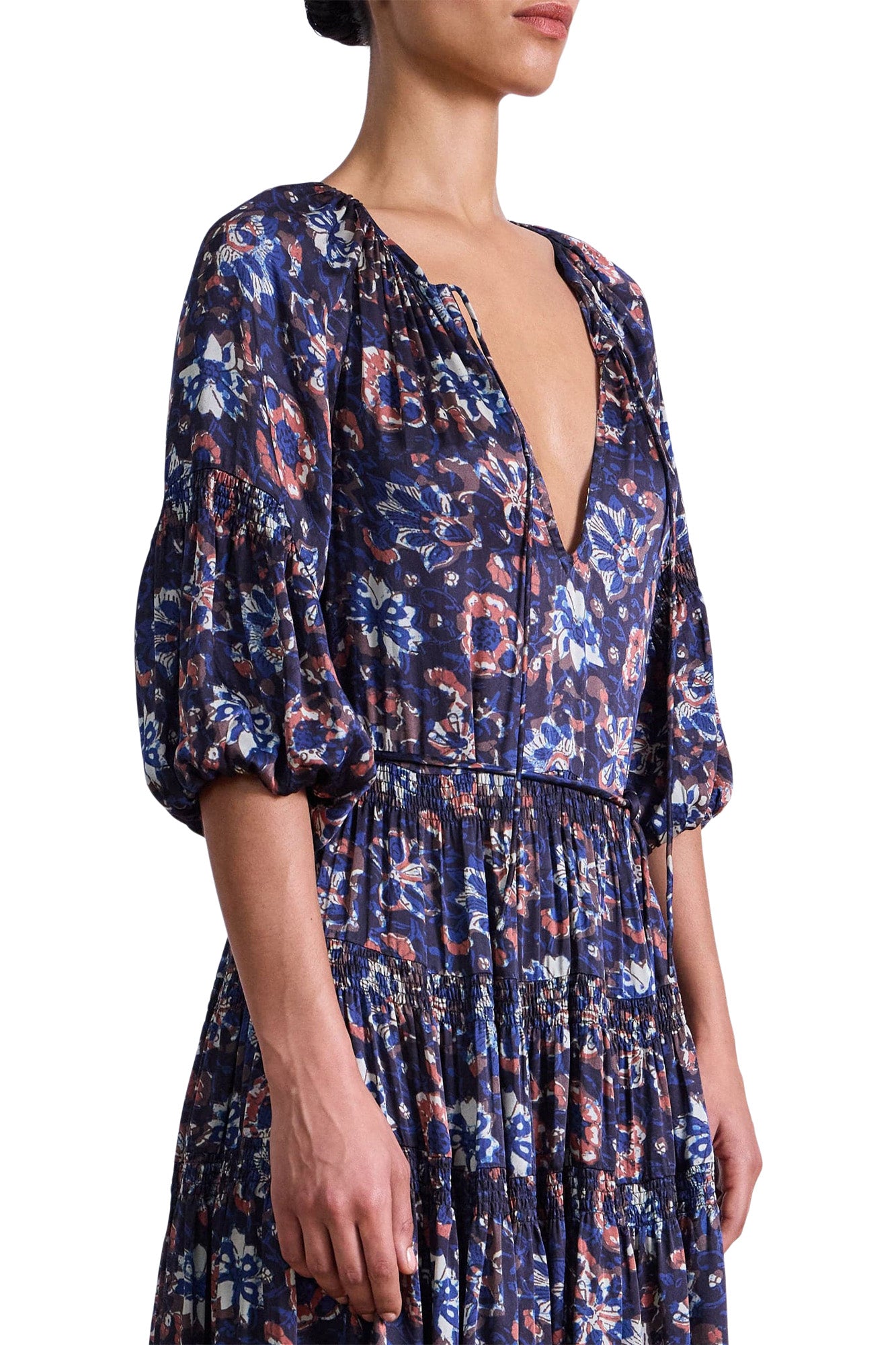 Apiece Apart Santa Cecilia Maxi Dress in
Batik Floral Navy