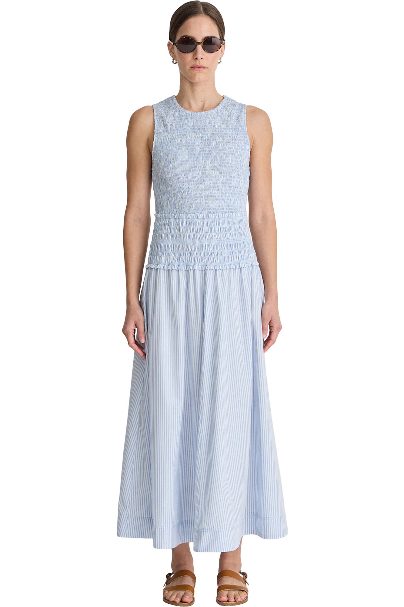 Apiece Apart Siempre Tank Maxi in Blue White Stripe