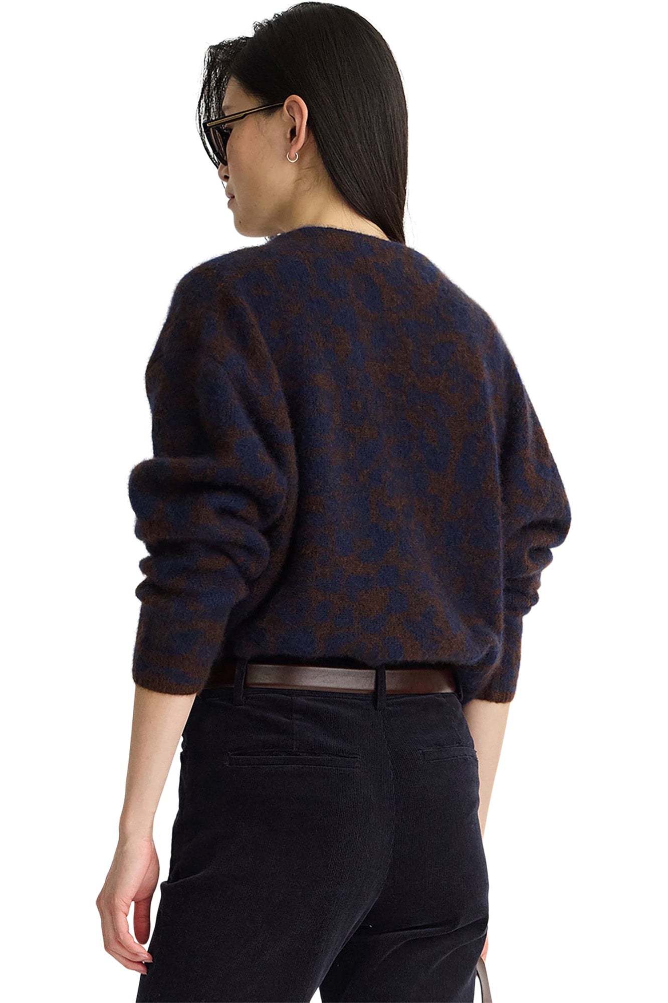 Apiece Apart Softest Silk Cashmere V-neck in Leo Floral Midnight