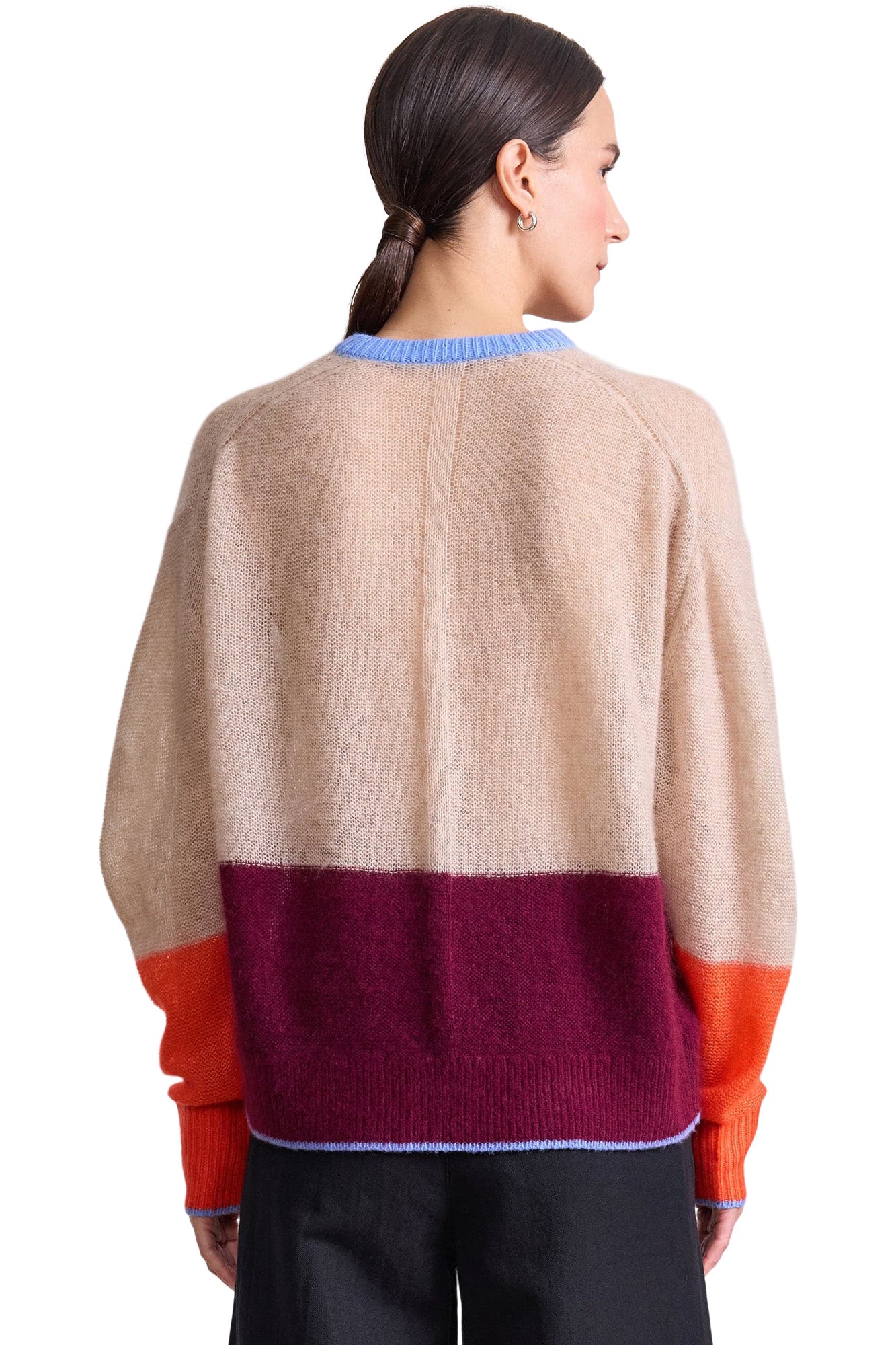 Apiece Apart Softest Tissue Weight Sweater in Jute & Black Cherry