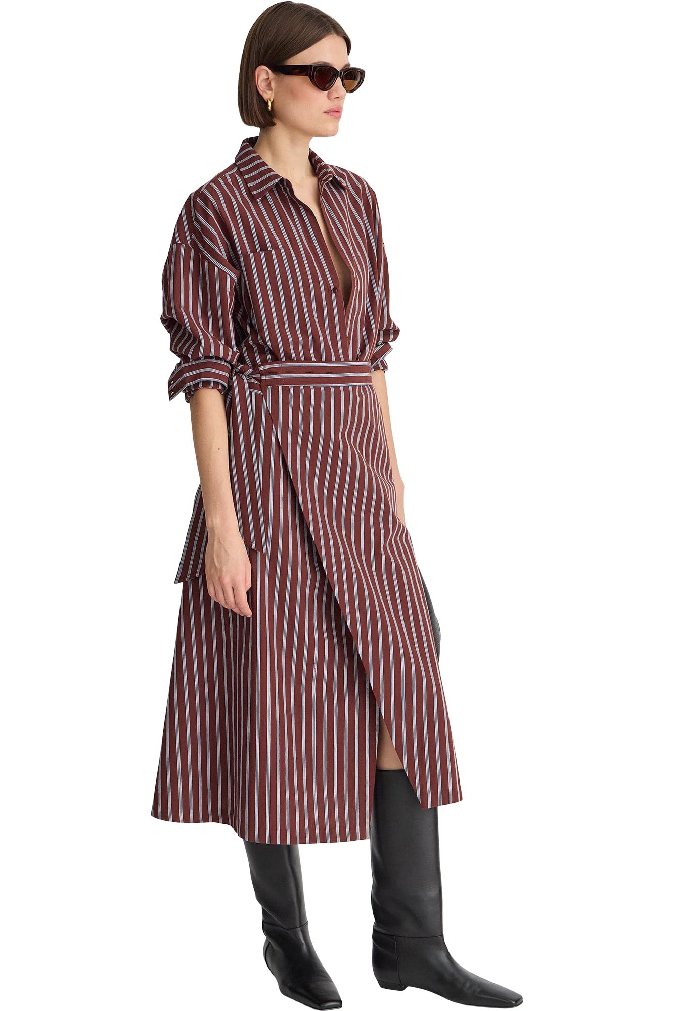 Apiece Apart Sonia Striped Wrap Dress in Spice Multi