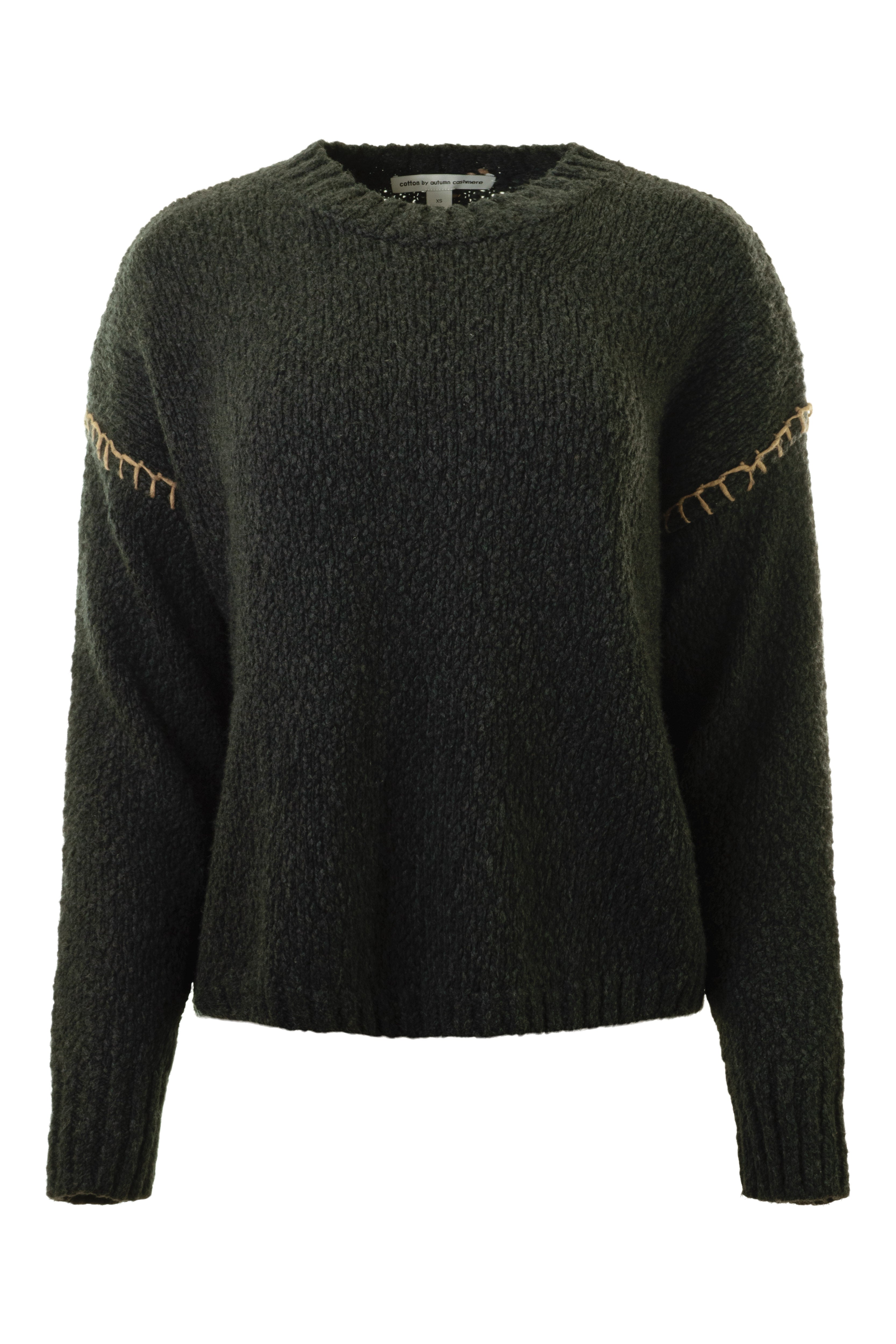 Autumn Cashmere Boxy Crew with Blanket Stitched Reversed Seams
