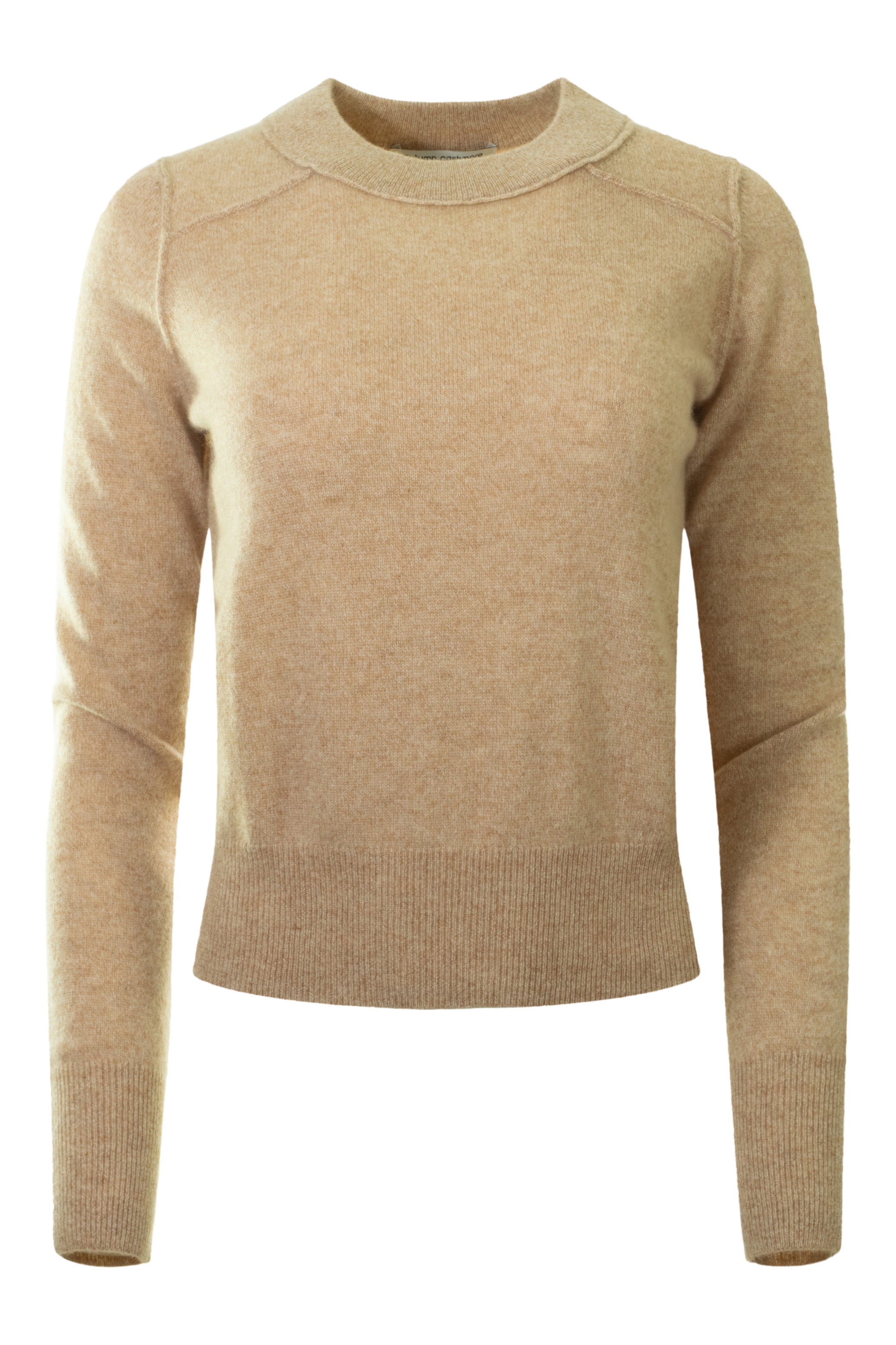 Autumn Cashmere Crew with Reversed Seams in Buckwheat