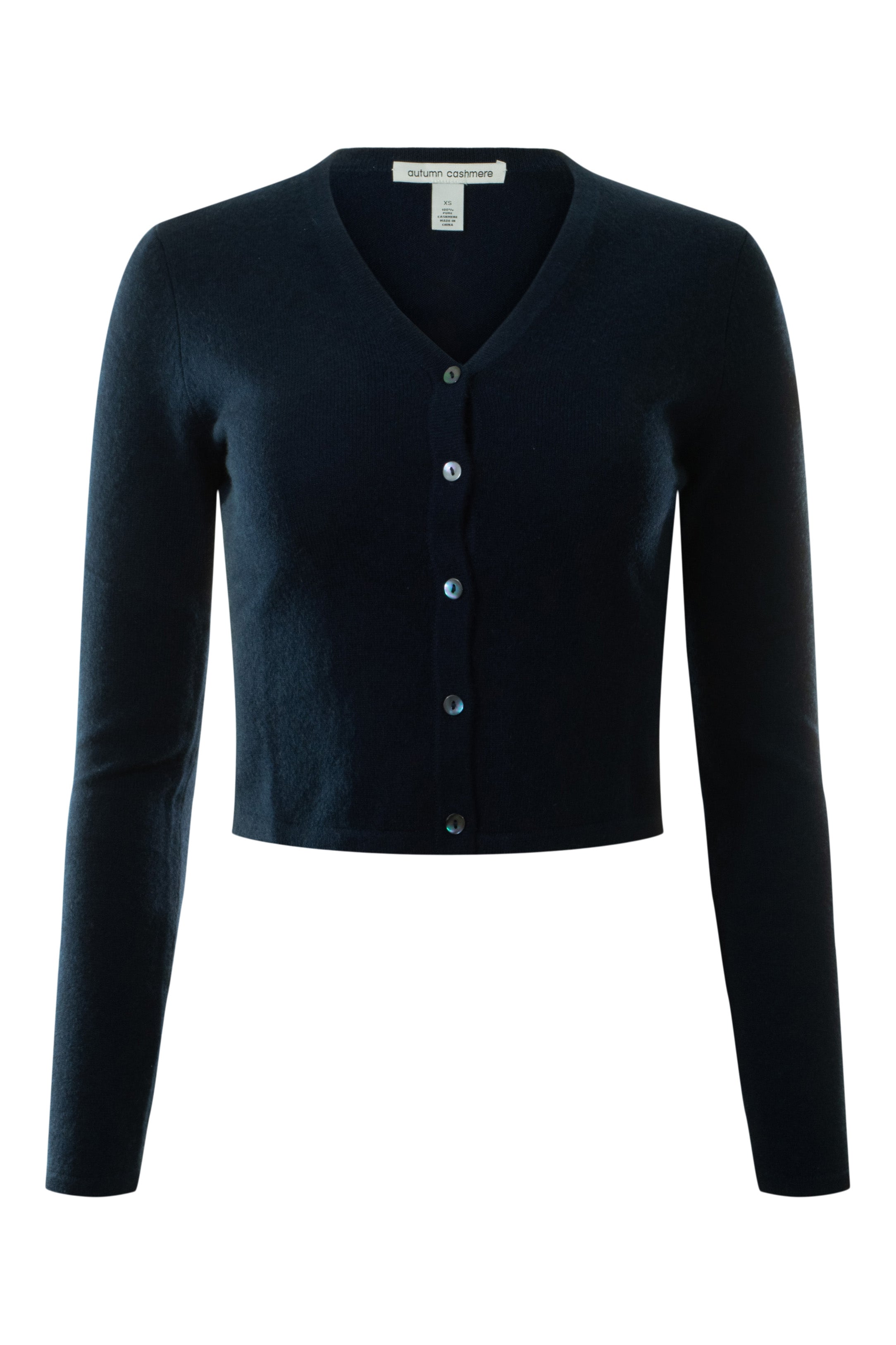 Autumn Cashmere Fitted High V-neck Cardigan
in Navy