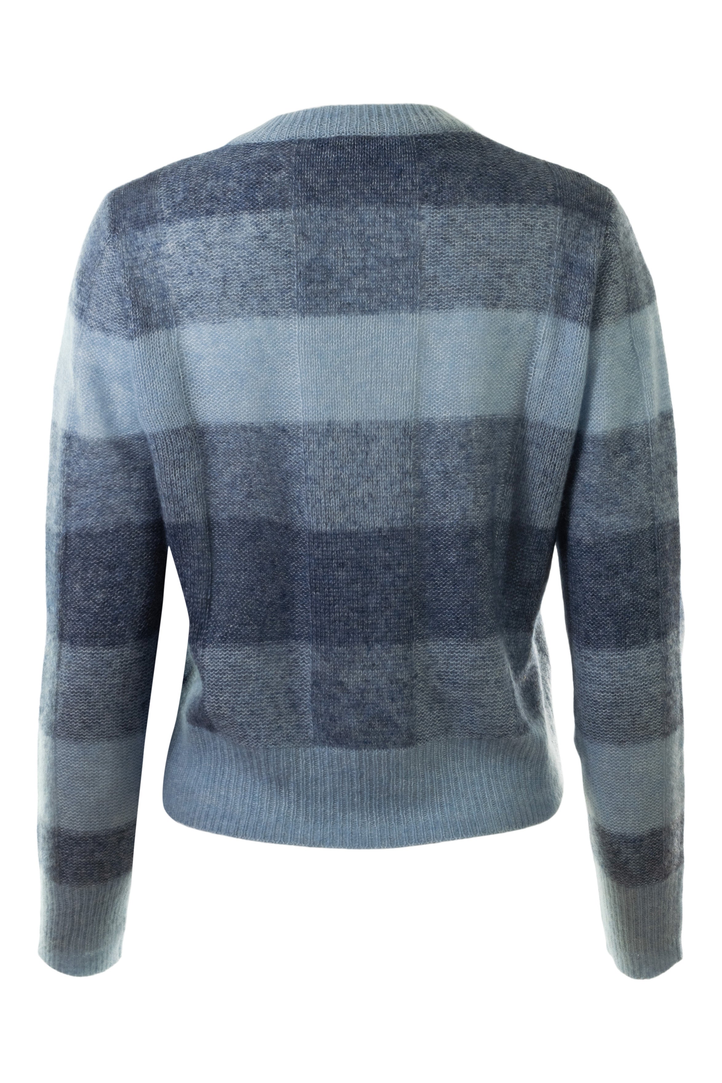 Autumn Cashmere Plaited Panel Rib Crew in Chambray Denim Combo