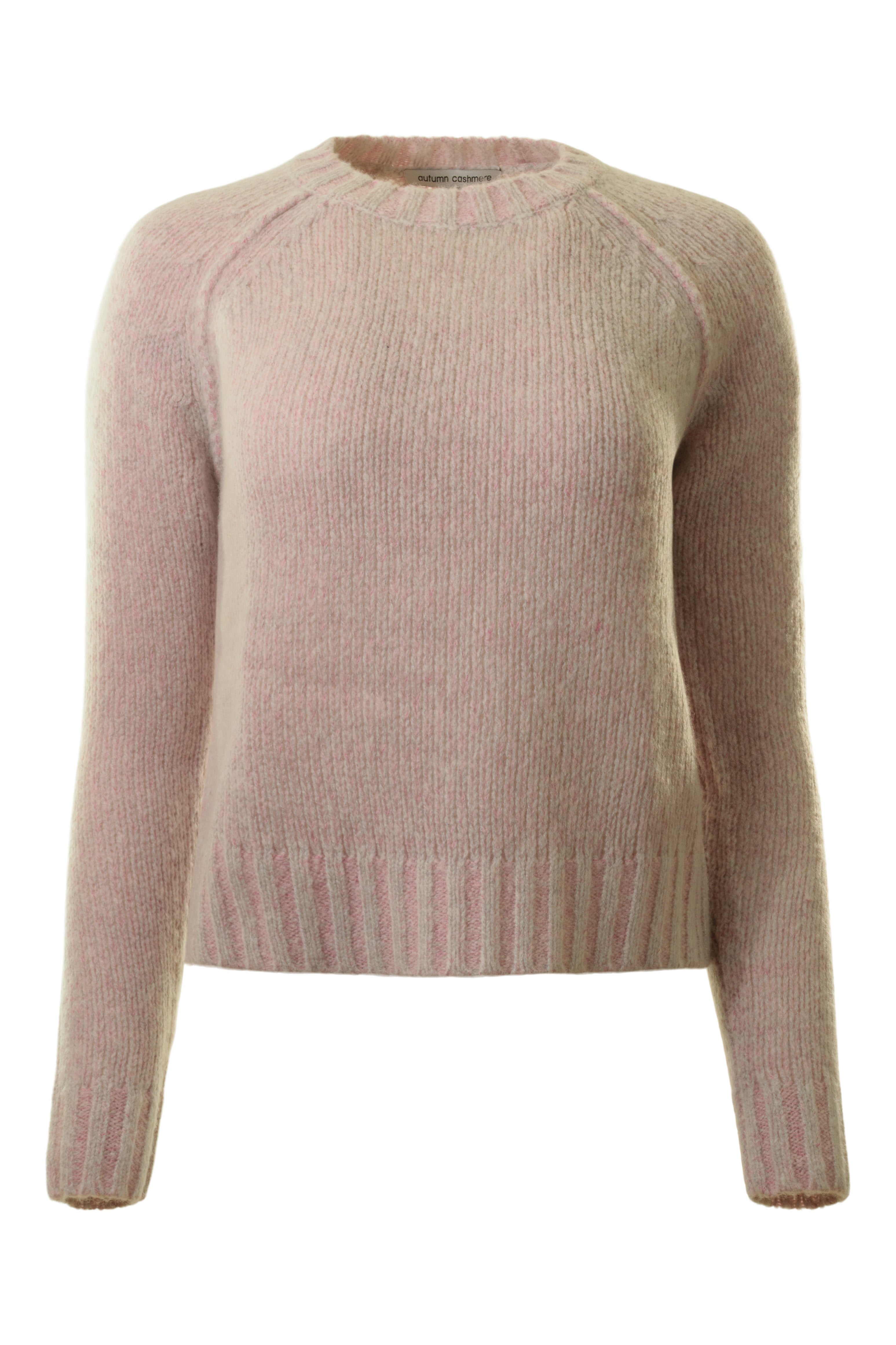 Autumn Cashmere Plaited Raglan Sweater in Fog-Blush