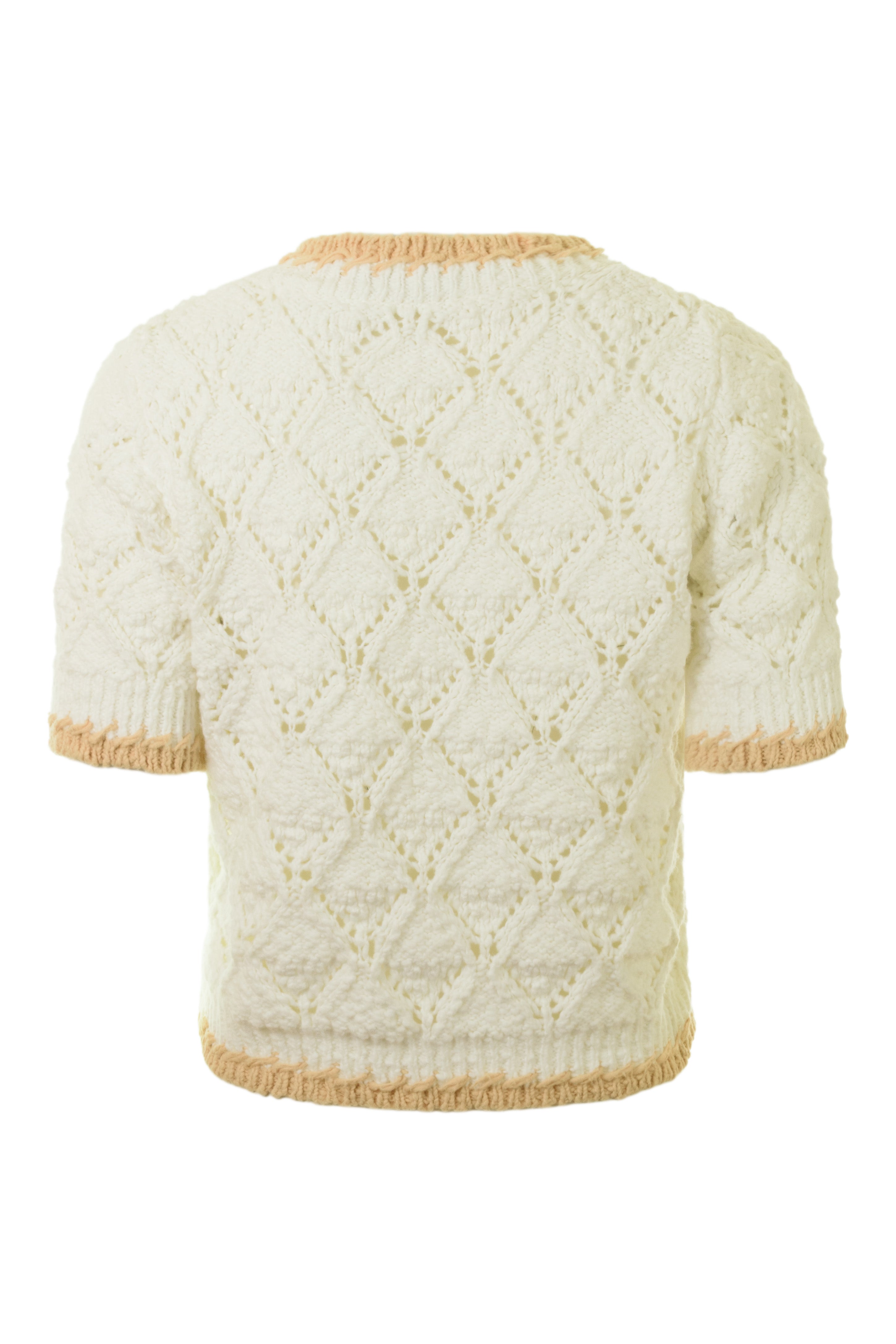 Autumn Cashmere Popcorn Stitch Tipped Crew