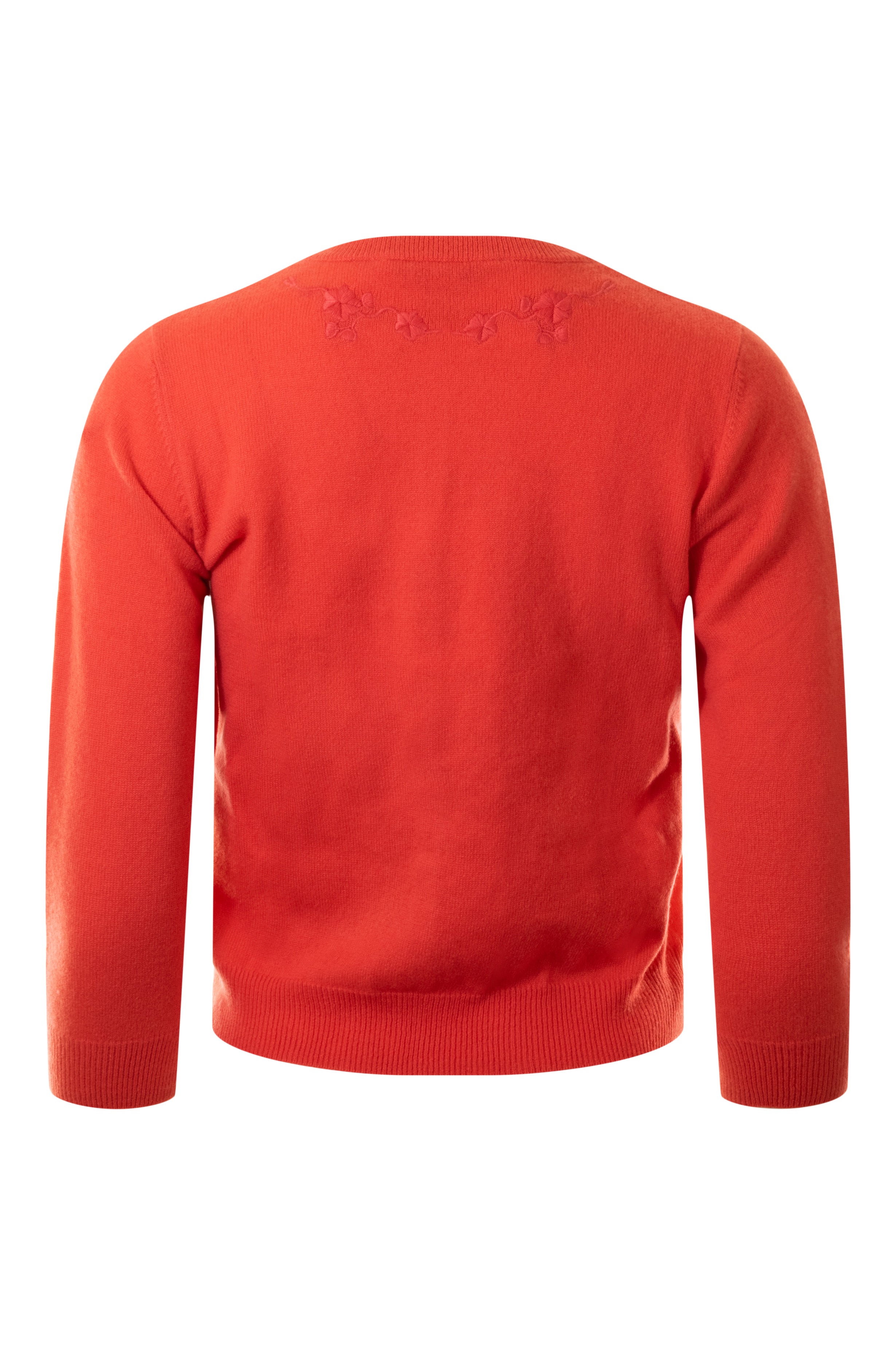 Autumn Cashmere Tonal Embroidered Baby Cardigan in Coral