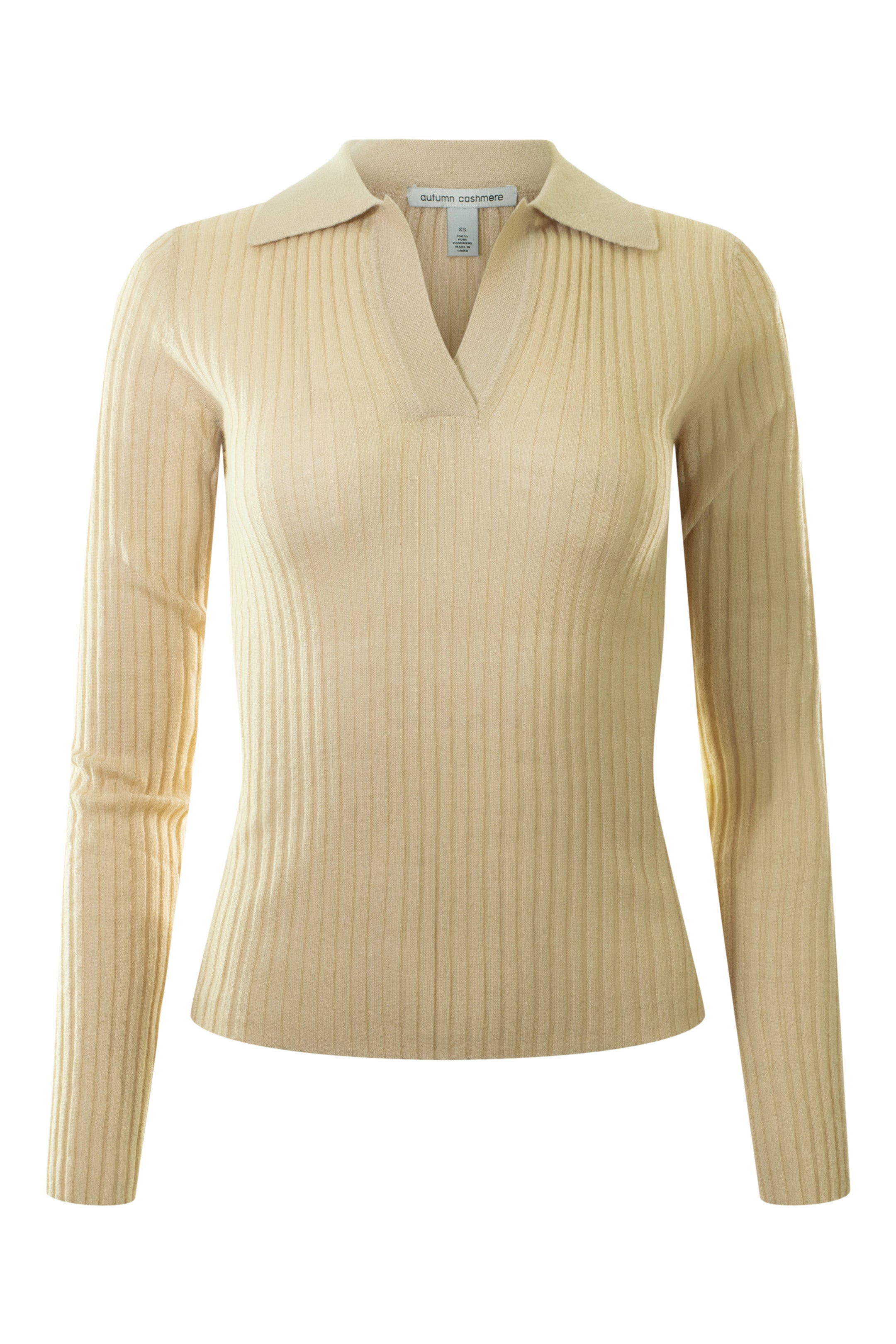 Autumn Cashmere Rib Jonny Collar
Sweater in Latte