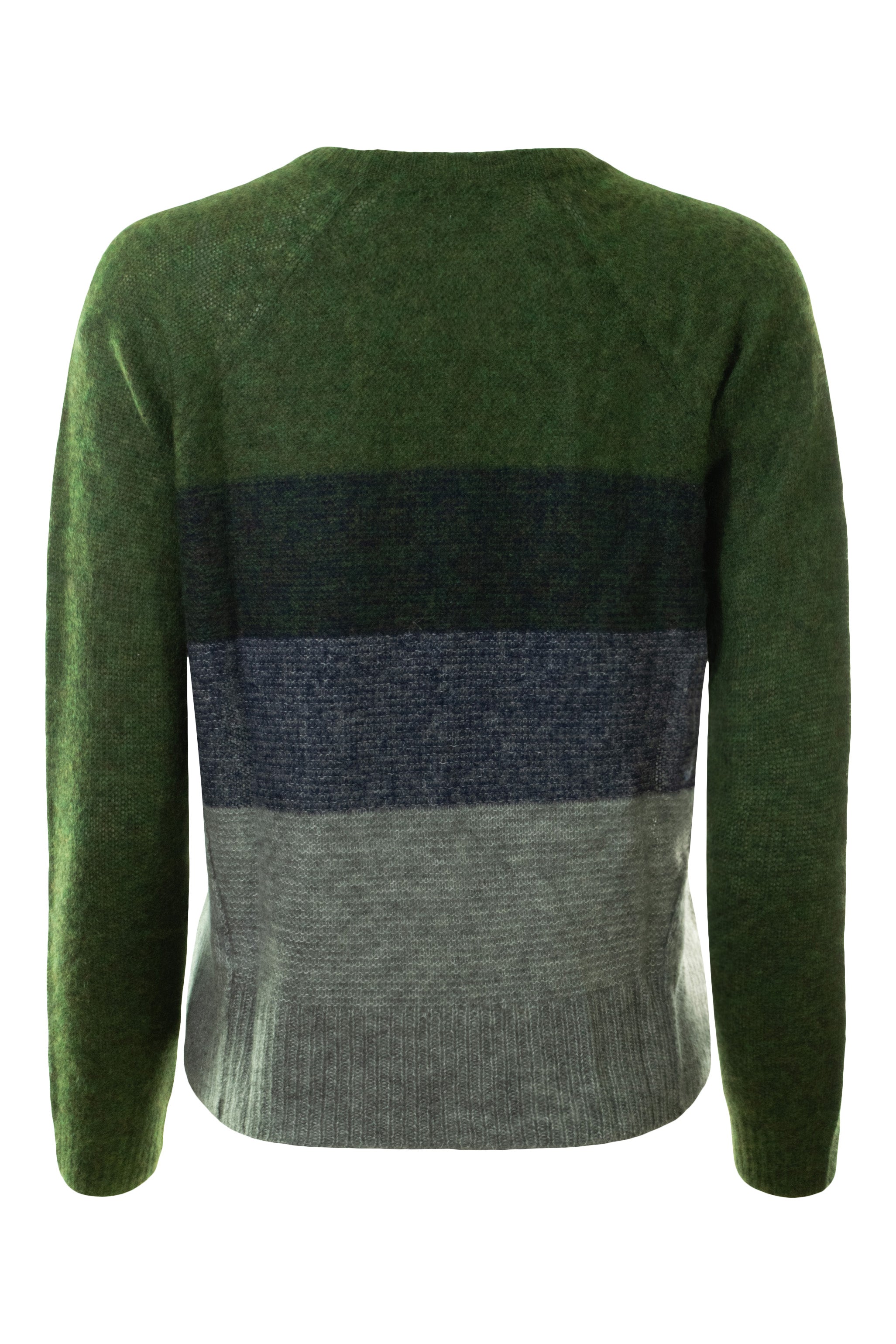 Autumn Cashmere Raglan Link Stitch Stripe Crew in Camo Combo