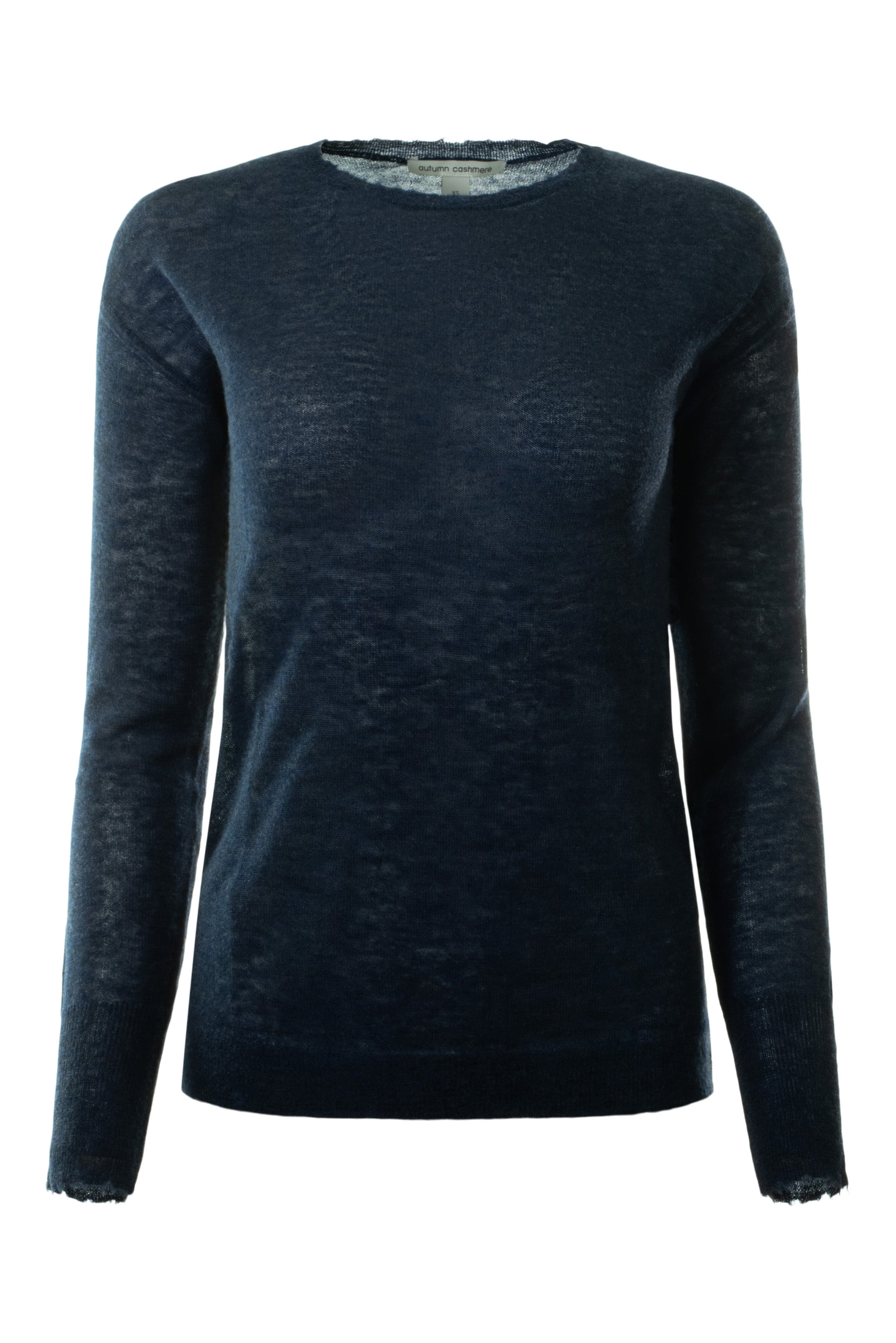 Autumn Cashmere Raw Edge Crewneck Sweater in Raw Denim