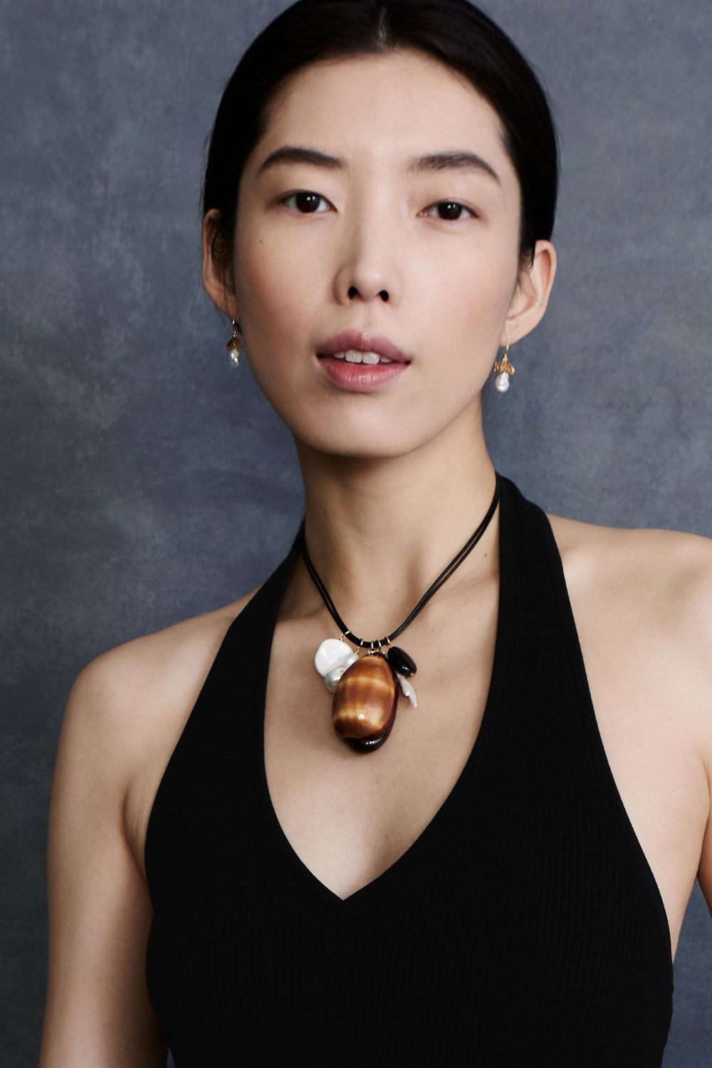 Chan Luu Cowrie Leather Charm Necklace in Multi