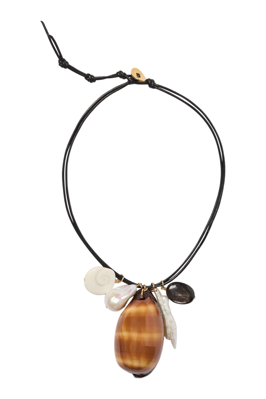 Chan Luu Cowrie Leather Charm Necklace in Multi