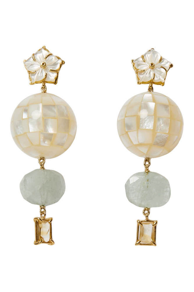 Chan Luu Mosaic Earrings in White Mother of Pearl