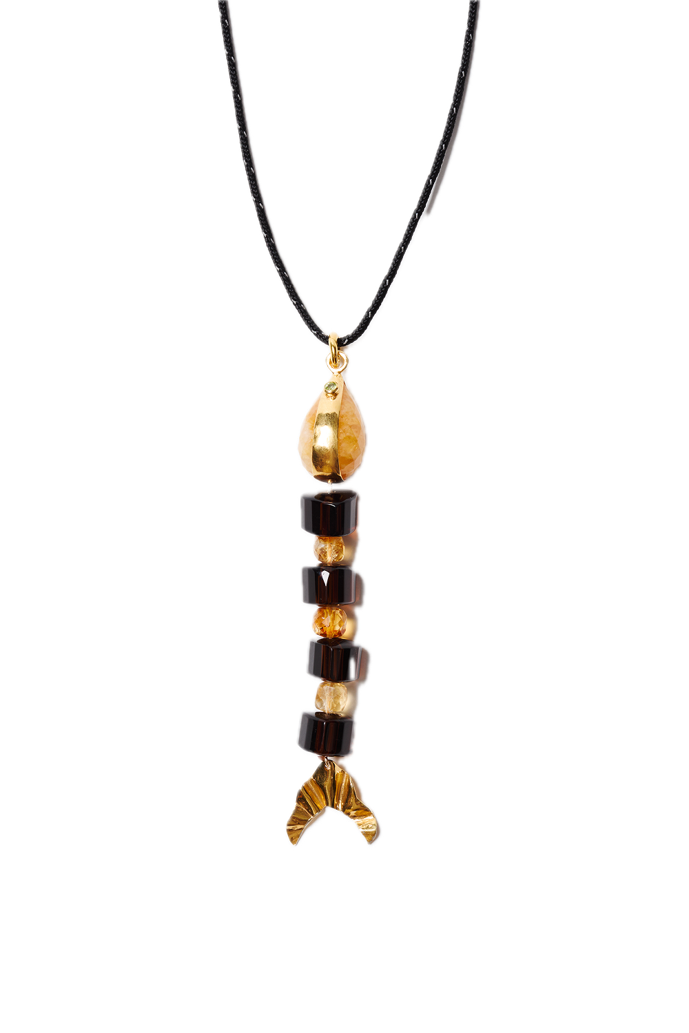 Chan Luu Fishbone Paracord Necklace in Smokey Quartz